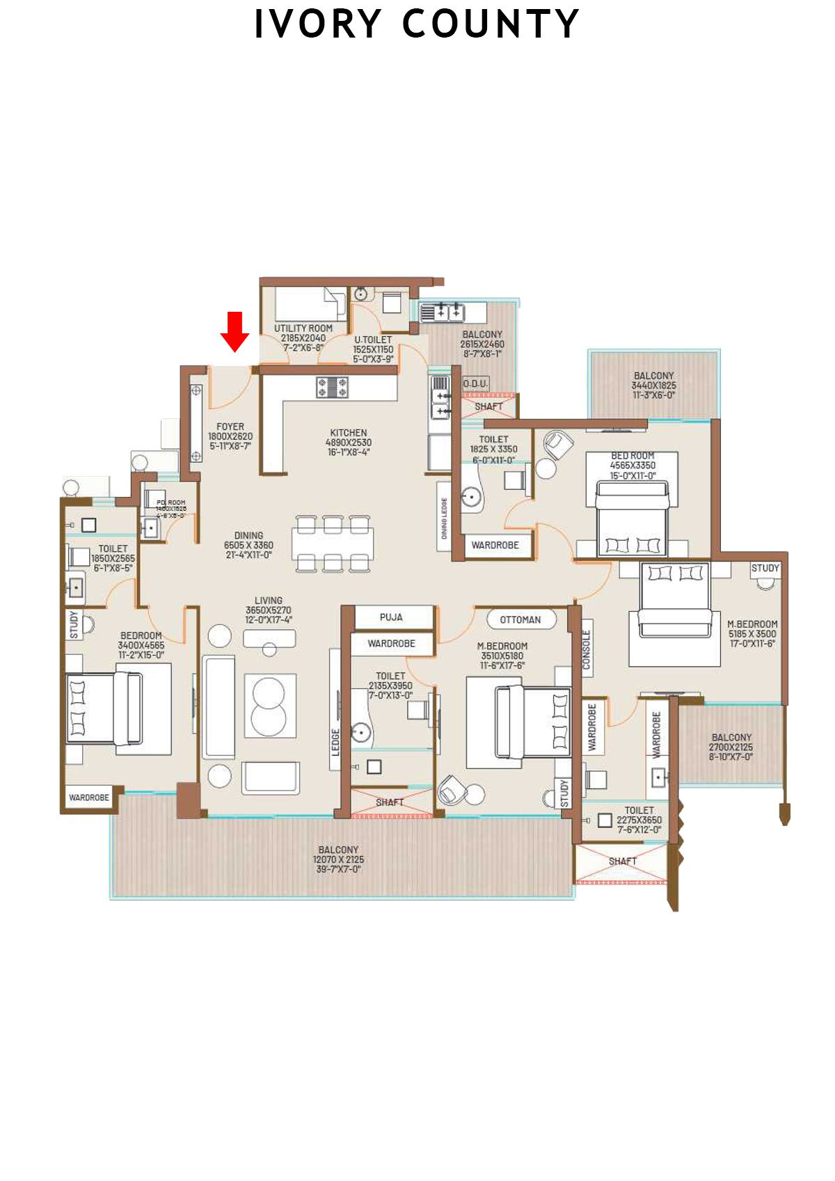 Ivory County Tower D1 Unit 1 Floor Plan