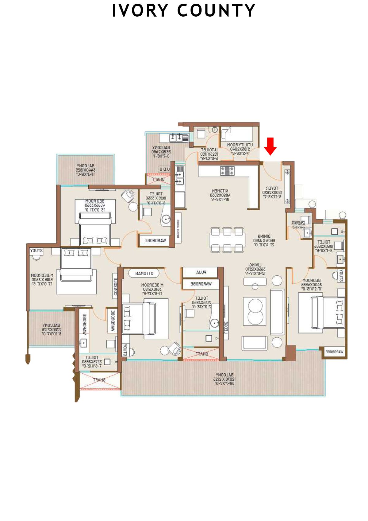 Ivory County Tower D1 Unit 2 Floor Plan