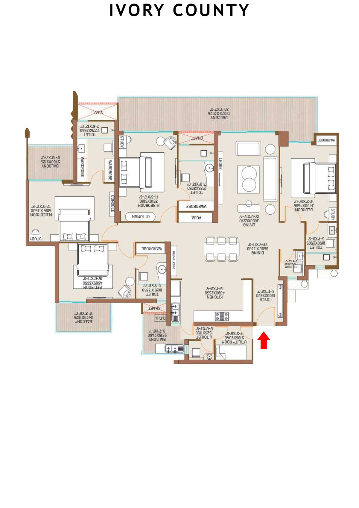 Ivory County Tower D1 Unit 3 Floor Plan