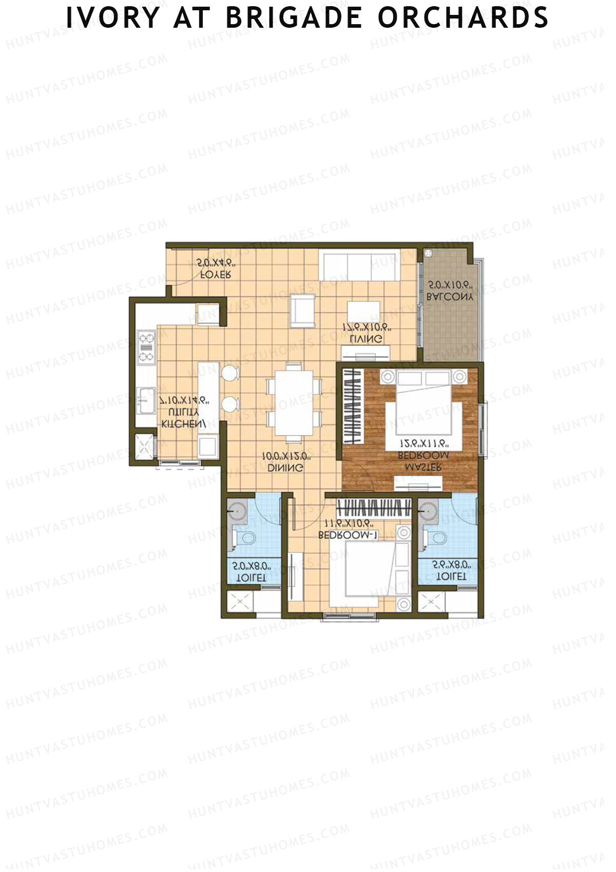 Ivory At Brigade Orchards Block A Unit 2 (Type 1&2) Floor Plan