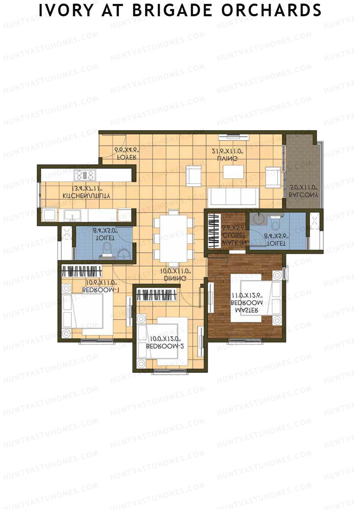 Ivory At Brigade Orchards Block B Unit 12 (Type 1) Floor Plan