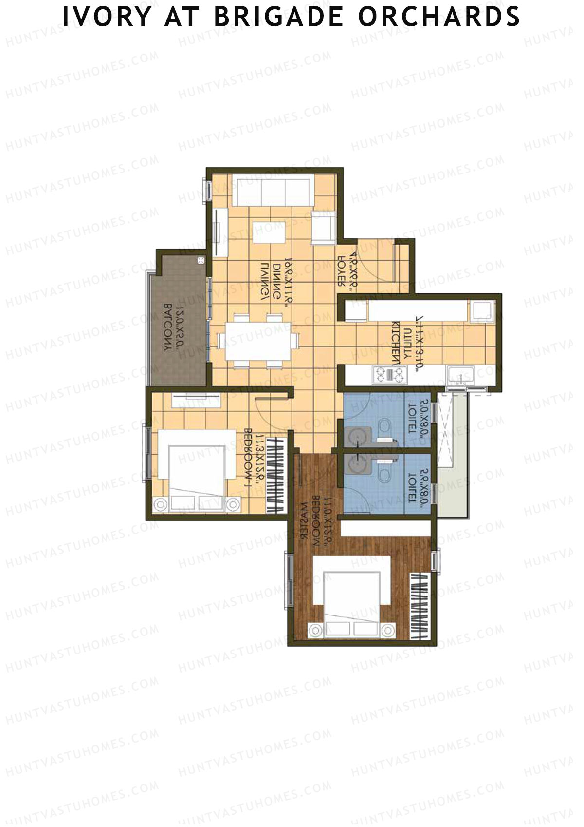 Ivory At Brigade Orchards Block B Unit 6 (Type 1) Floor Plan