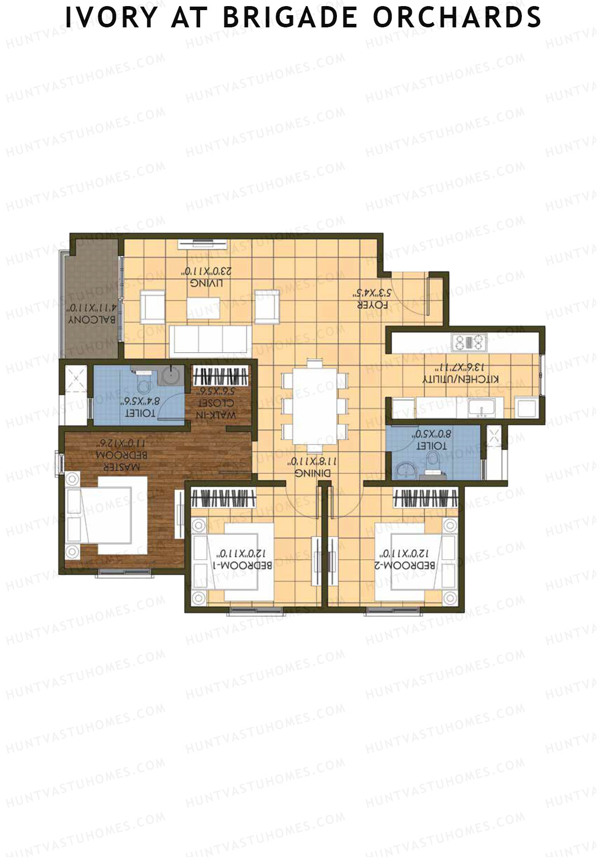 Ivory At Brigade Orchards Block B Unit 7 (Type 2) Floor Plan