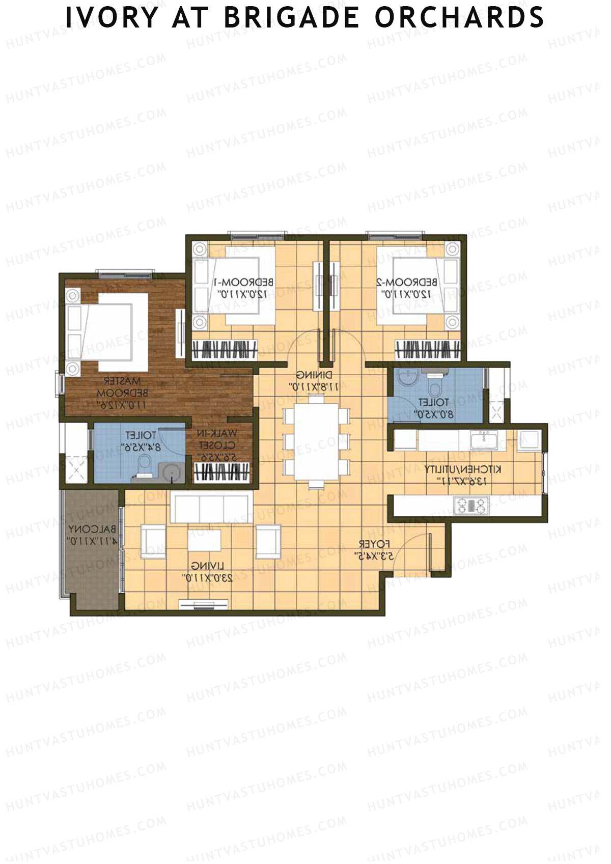 Ivory At Brigade Orchards Block B Unit 8 (Type 2) Floor Plan