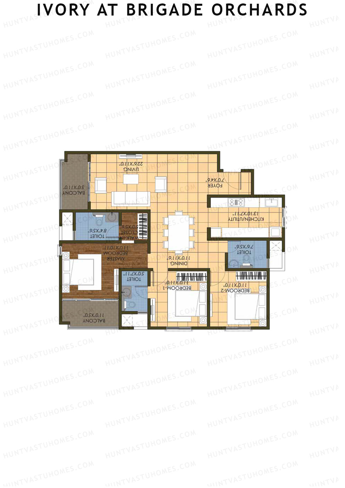 Ivory At Brigade Orchards Block F Unit 30 (Type 3) Floor Plan