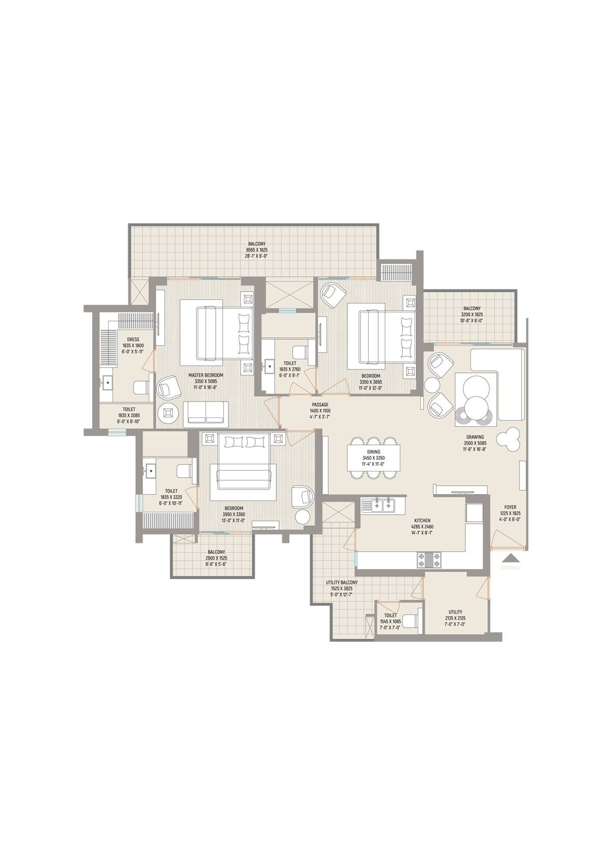 Ivy County Tower B1 Unit 3 Floor Plan