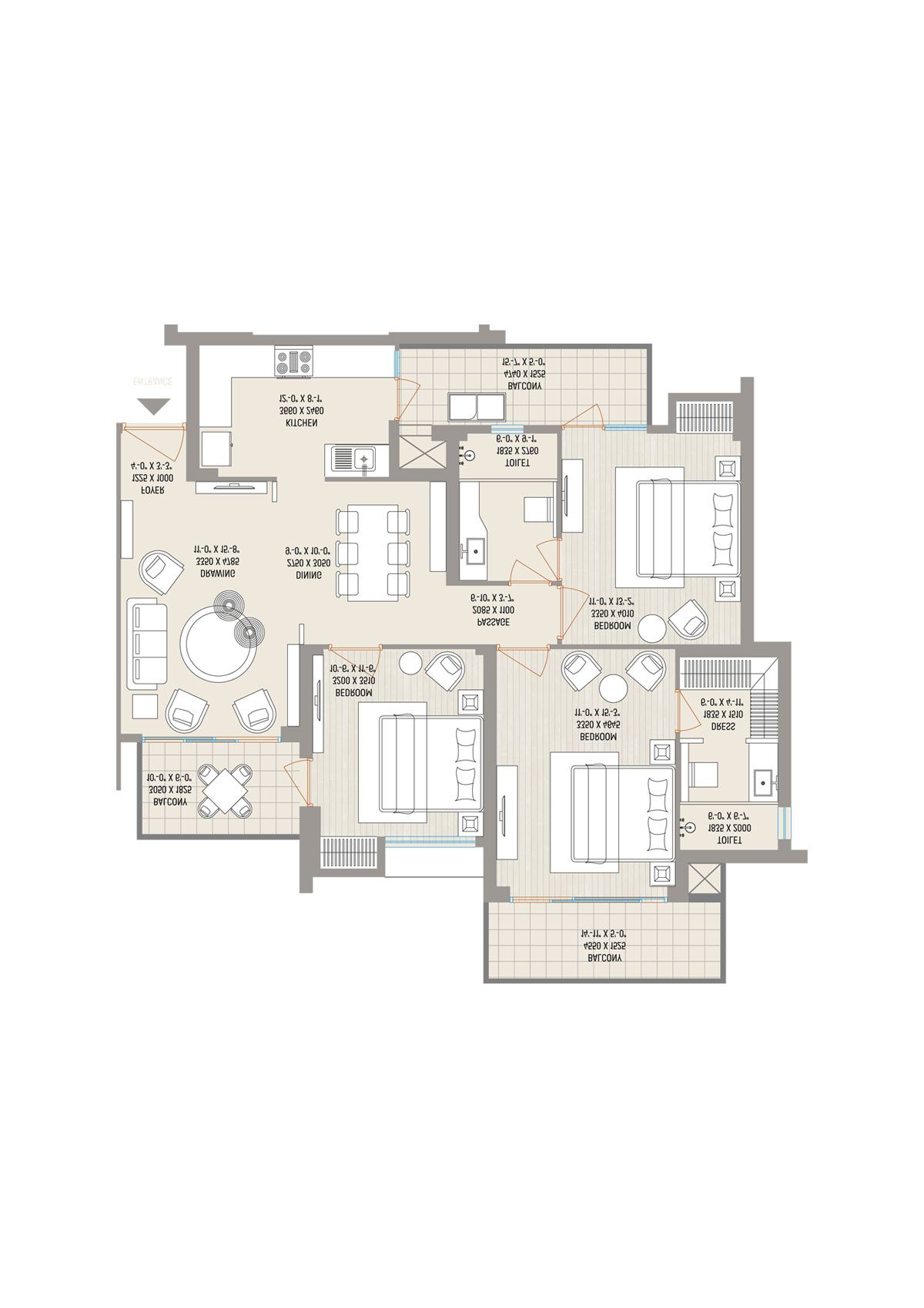 Ivy County Tower C1 Unit 3 Floor Plan