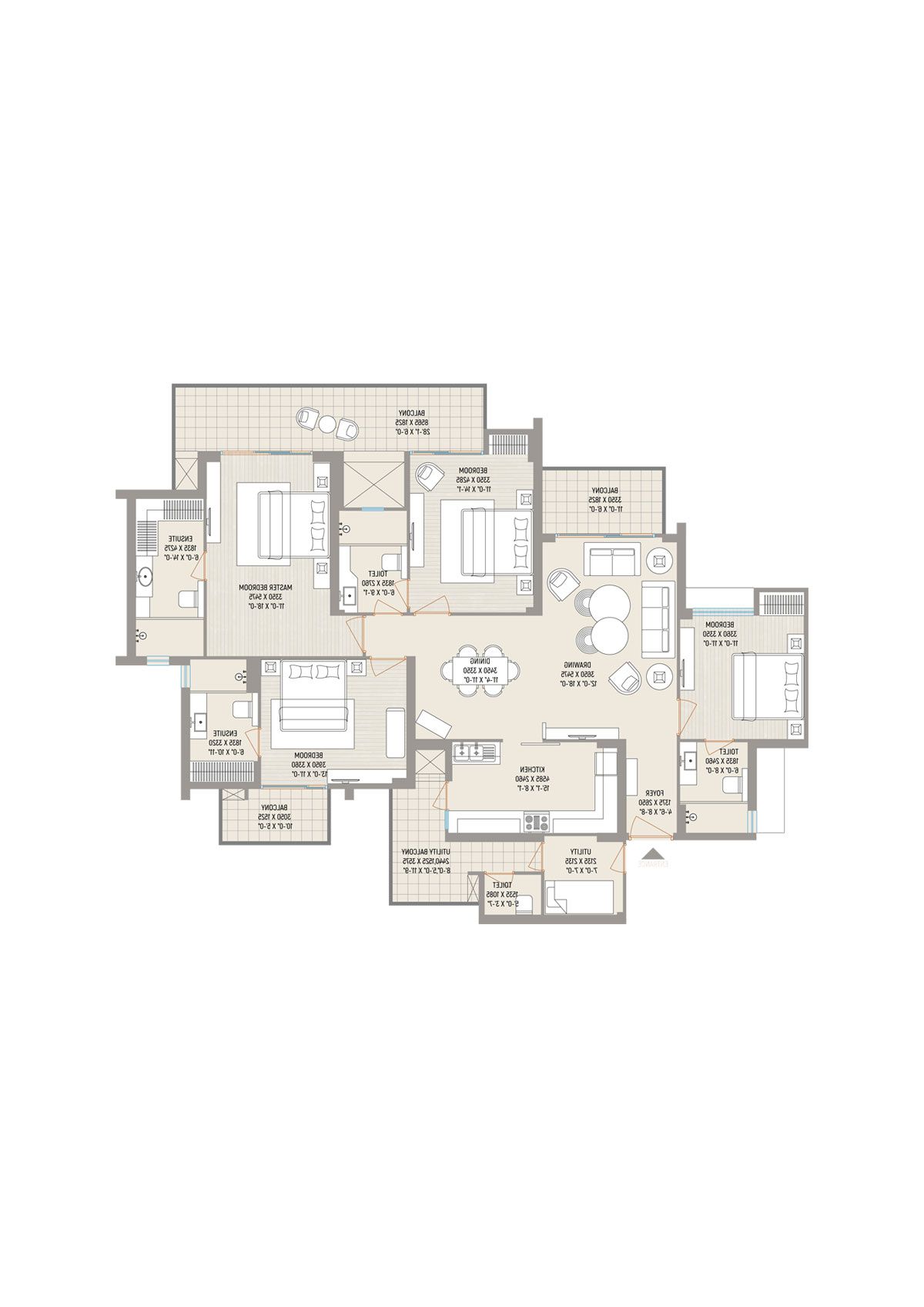 Ivy County Tower A1 Unit 3 Floor Plan