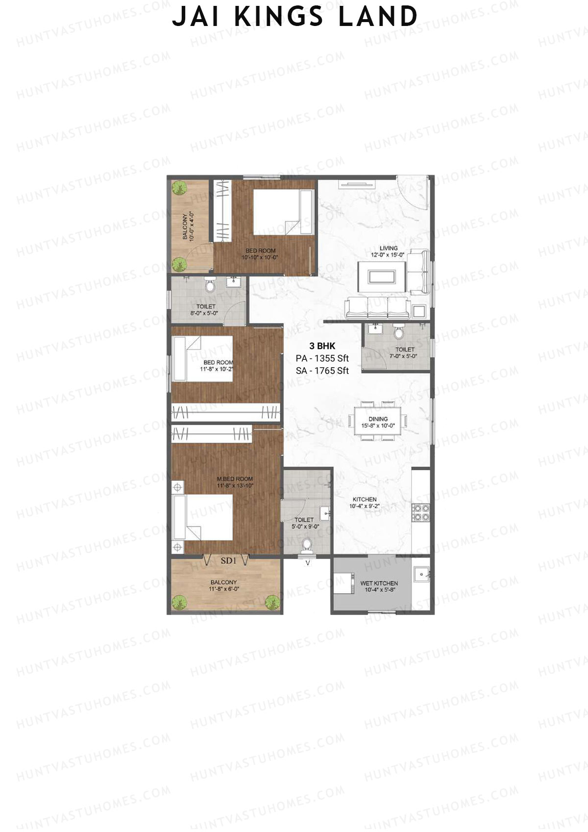 Jai Kings Land, Kings Land, Unit 27, 3BHK, Super Area 1765   sq ft 