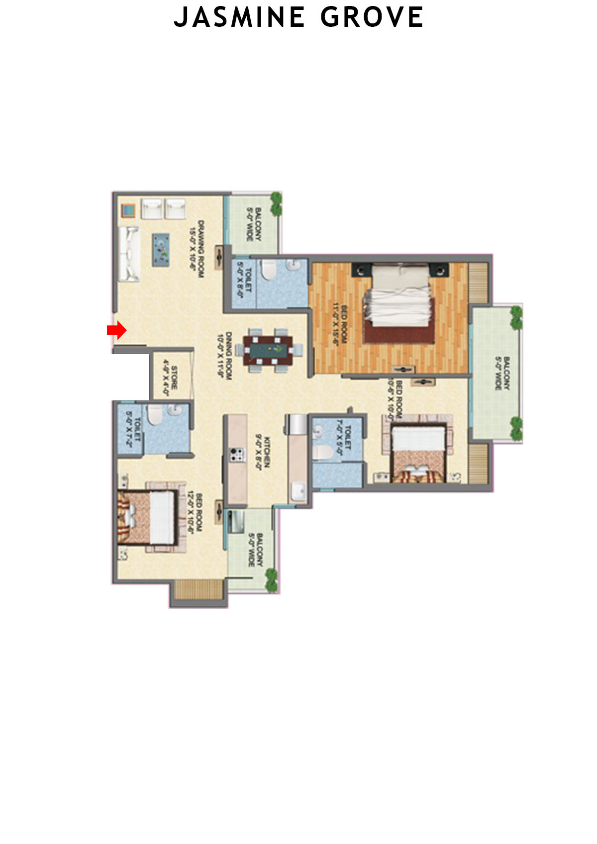Jasmine Grove Laurel Unit 1 Floor Plan