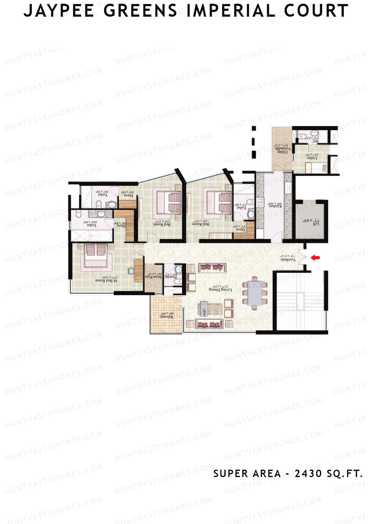 Jaypee Greens Imperial Court Tower IT2 Unit 3 Floor Plan