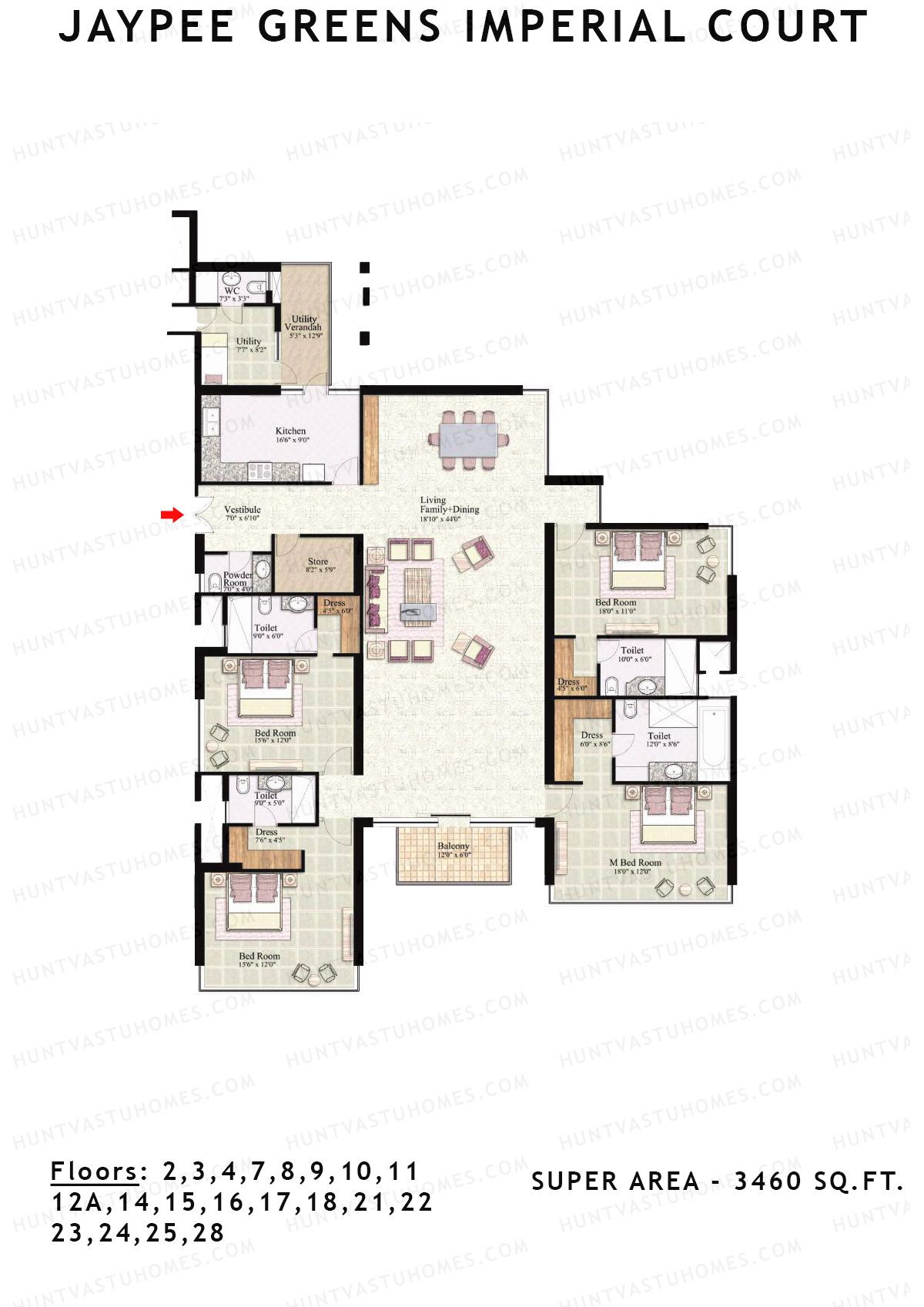 Jaypee Greens Imperial Court Tower IT3 Unit 1 (Type B) Floor Plan