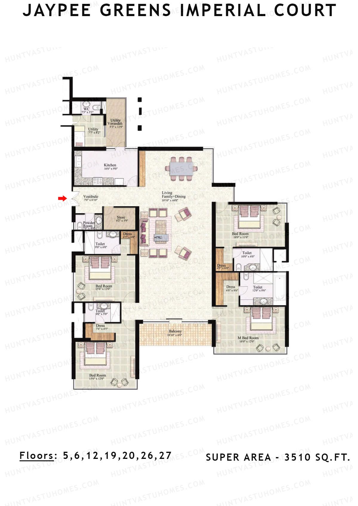 Jaypee Greens Imperial Court Tower IT3 Unit 1 (Type C) Floor Plan