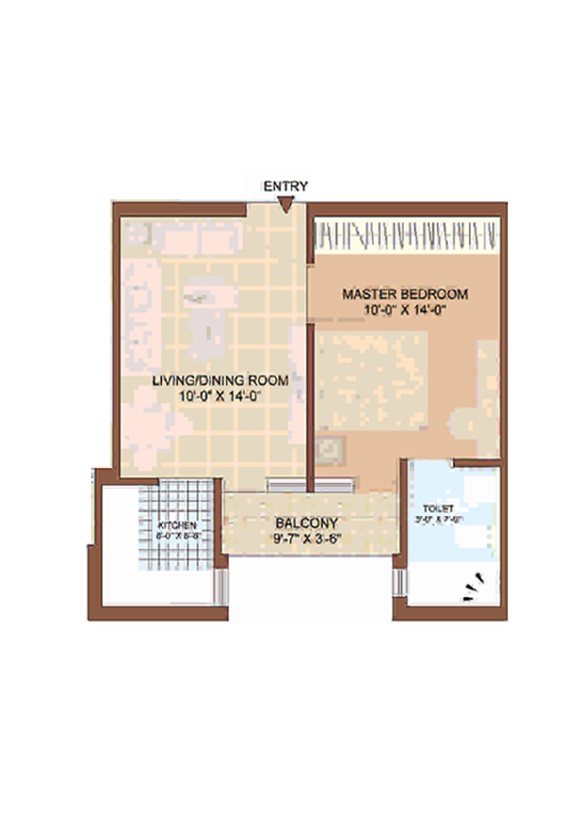 Jaypee Greens Kasa Isles, KSI 14, Unit 3 (Type A), 1BHK, Super Area 535   sq ft 