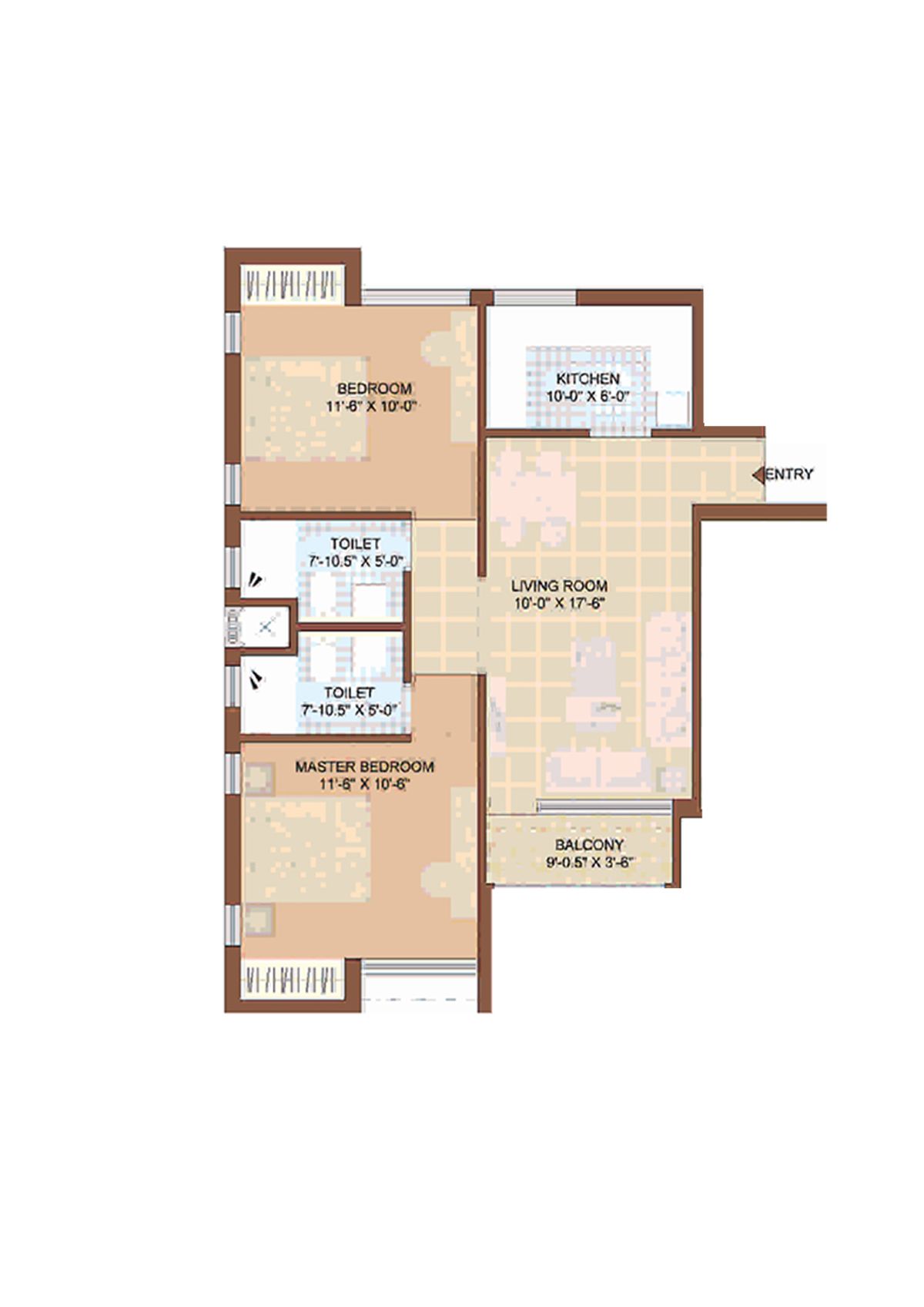 Jaypee Greens Kasa Isles, KSI 12, Unit 8 (Type A), 2BHK, Super Area 915   sq ft 