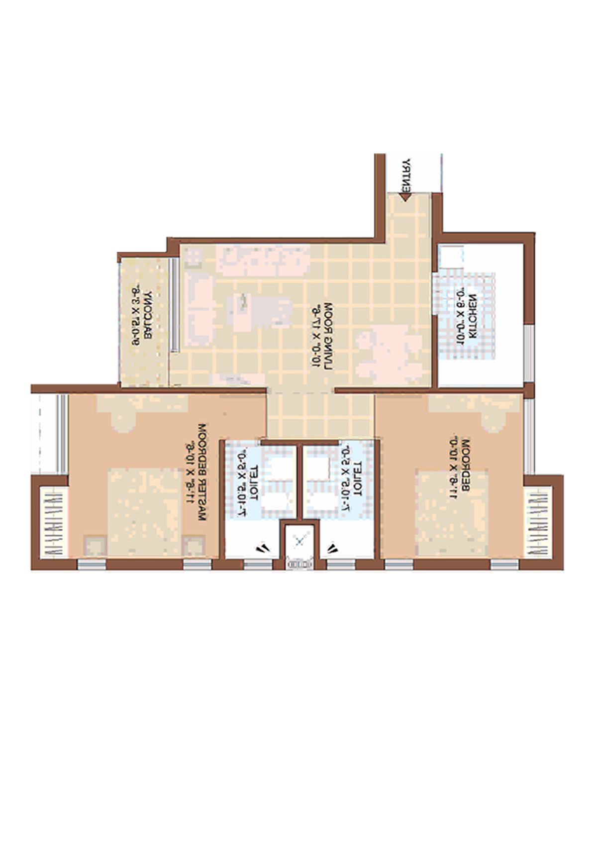 Jaypee Greens Kasa Isles, KSI 15, Unit 1 (Type A), 2BHK, Super Area 915   sq ft 
