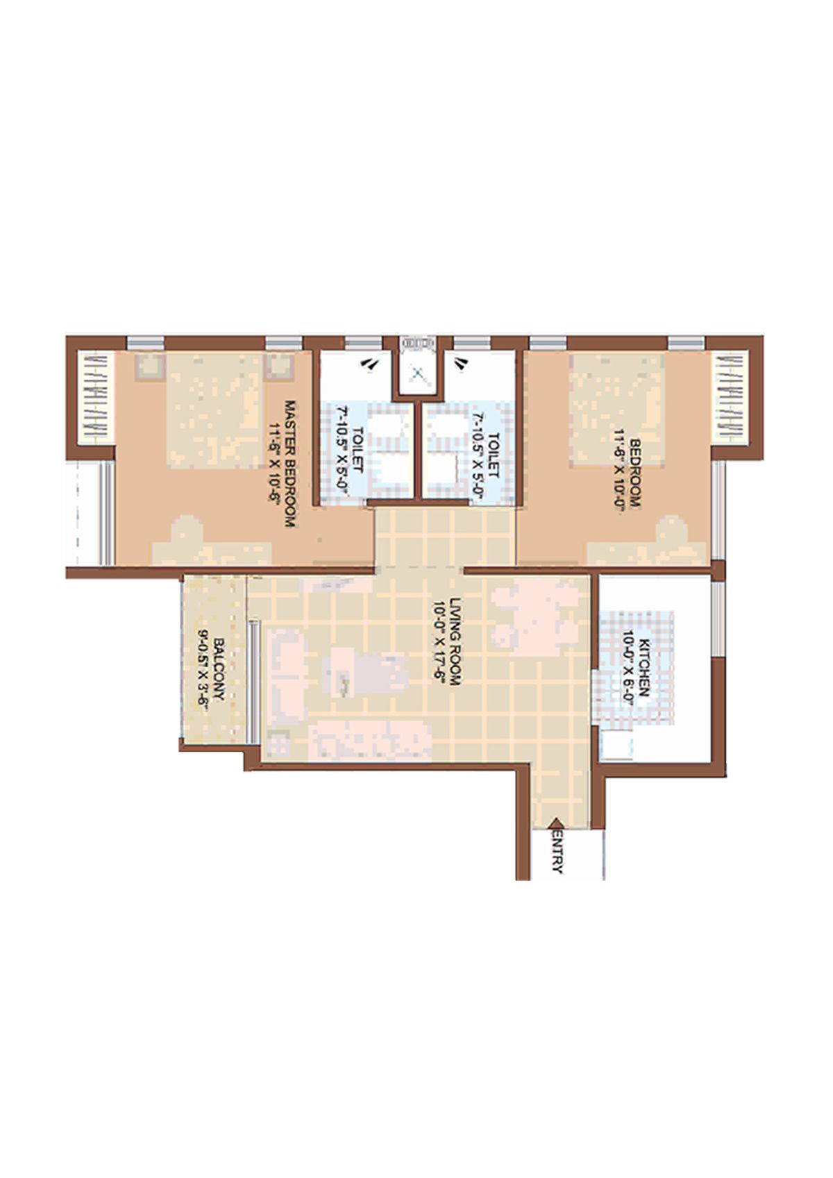Jaypee Greens Kasa Isles, KSI 15, Unit 4 (Type A), 2BHK, Super Area 915   sq ft 
