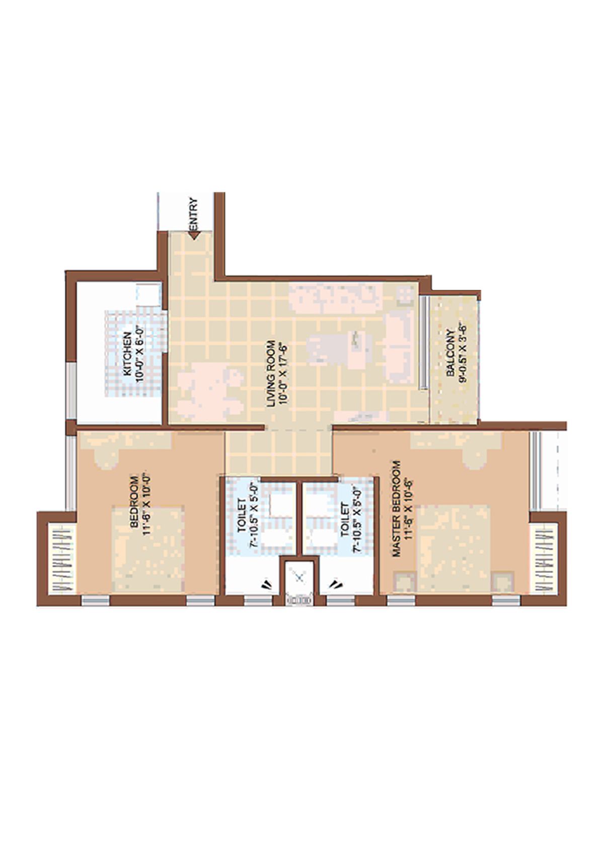 Jaypee Greens Kasa Isles, KSI 15, Unit 8 (Type A), 2BHK, Super Area 915   sq ft 