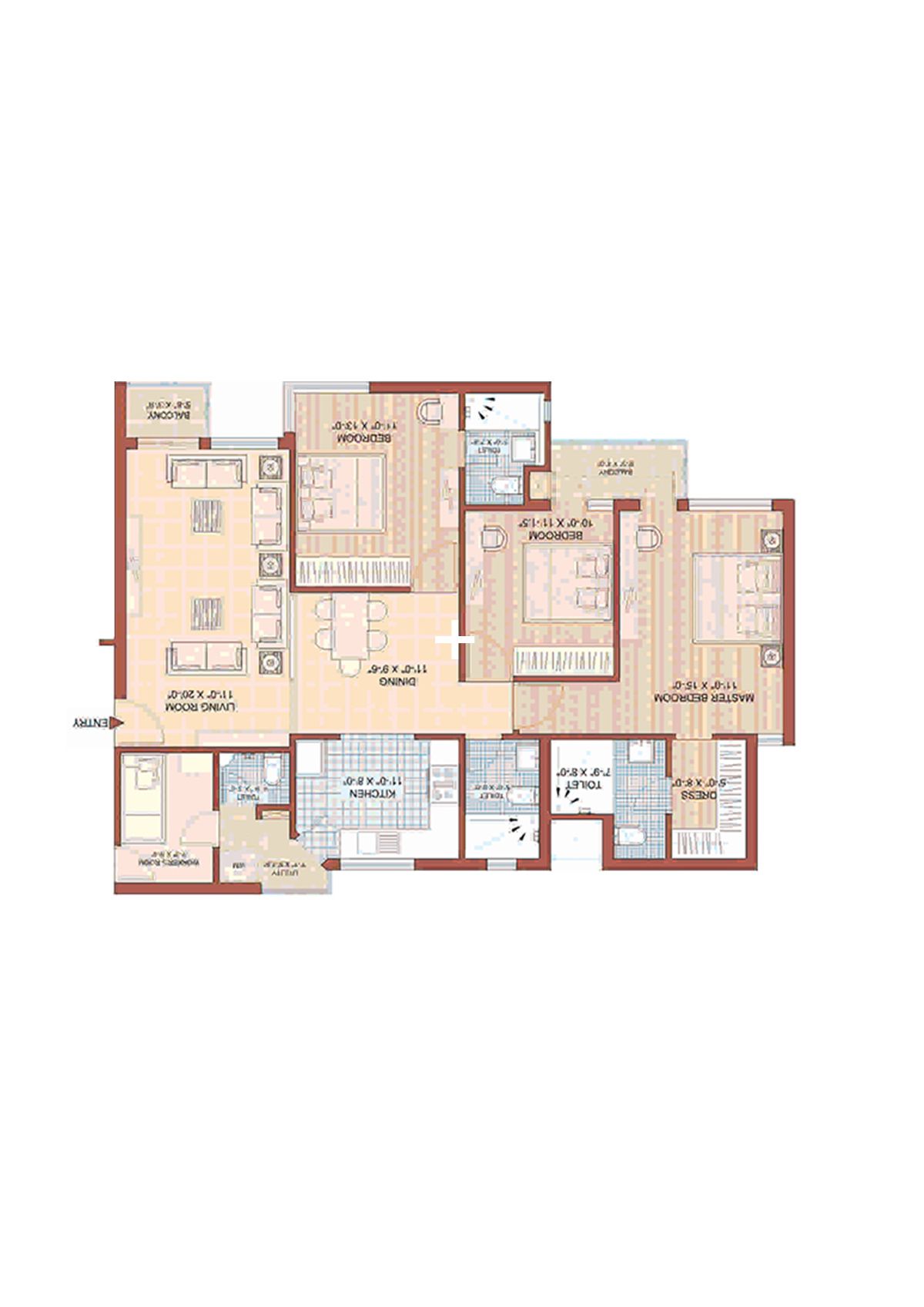 Jaypee Greens Kasa Isles, KSI 10, Unit 3 (Type E), 3BHK, Super Area 1570   sq ft 