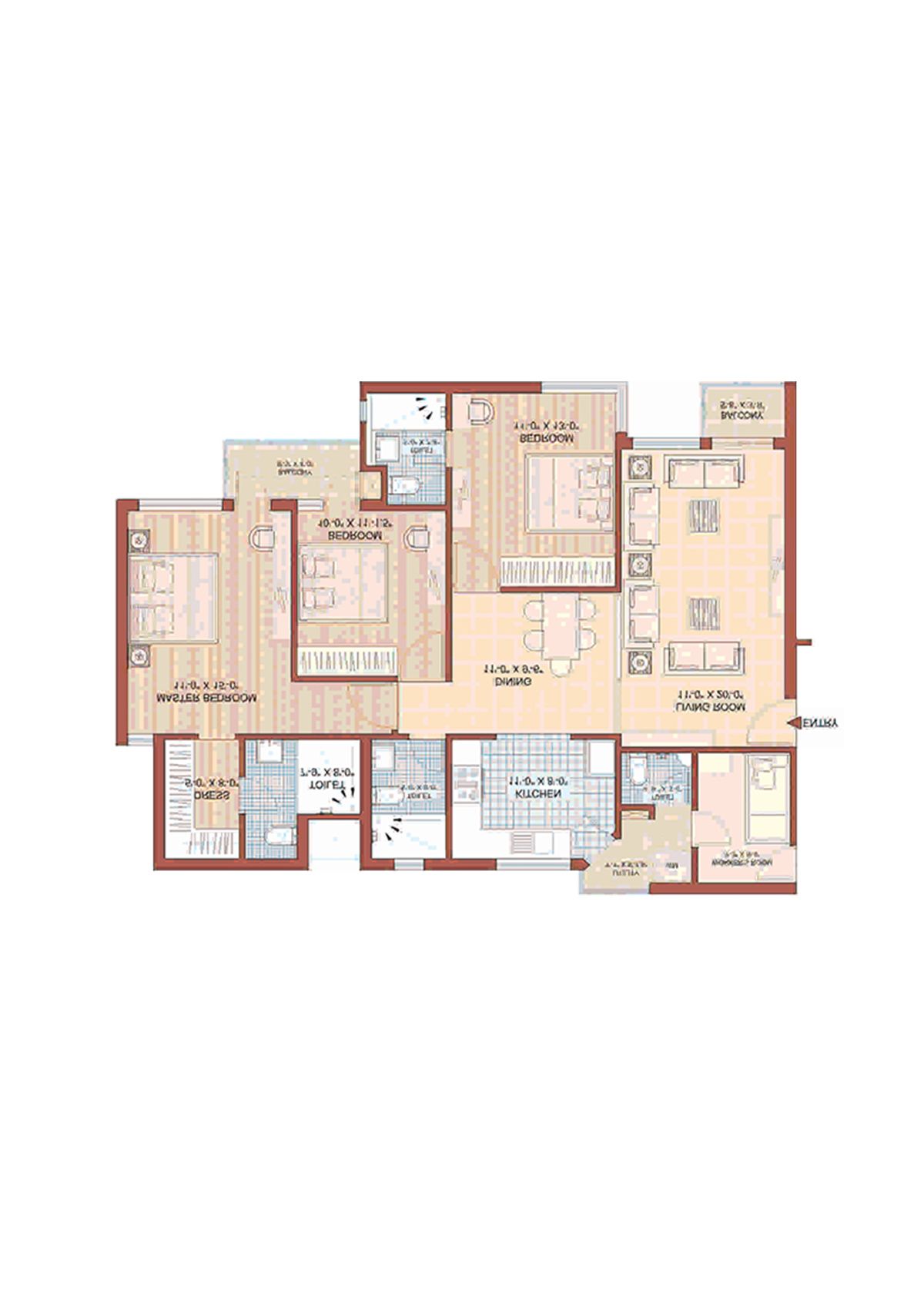 Jaypee Greens Kasa Isles, KSI 11, Unit 2 (Type E), 3BHK, Super Area 1570   sq ft 