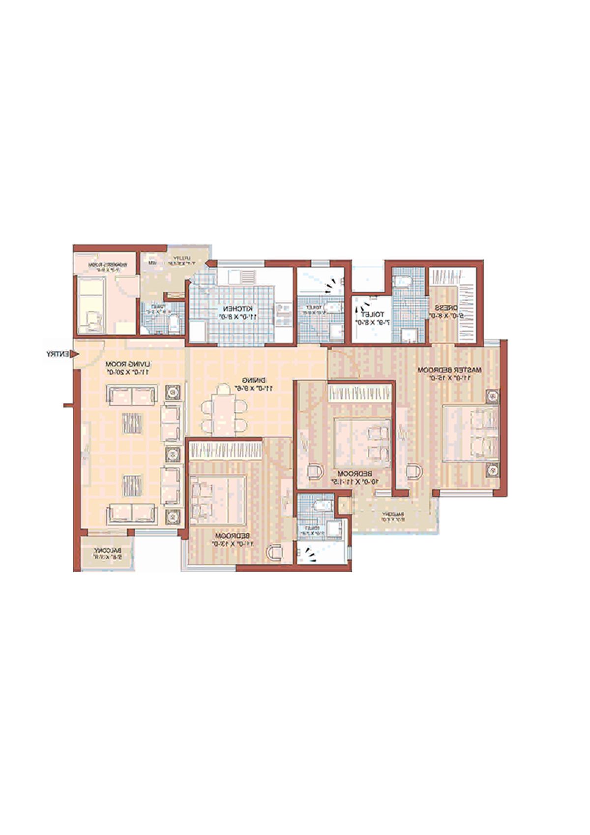 Jaypee Greens Kasa Isles, KSI 11, Unit 4 (Type E), 3BHK, Super Area 1570   sq ft 