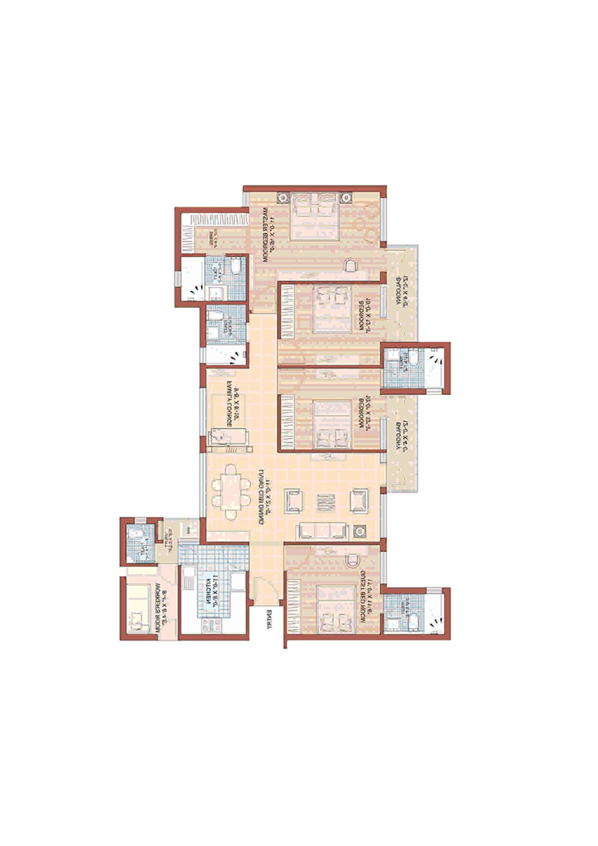 Jaypee Greens Kasa Isles, KSI 16, Unit 4 (Type F), 4BHK, Super Area 1870   sq ft 