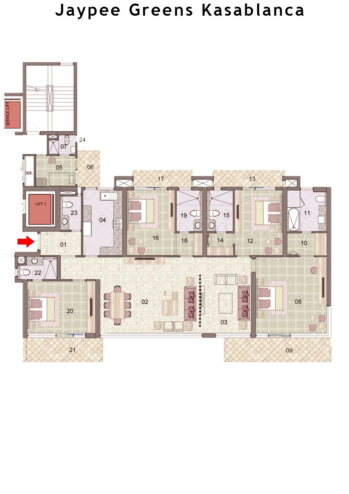 Jaypee Greens Kasablanca Towers Tower A1 Unit 2 Floor Plan