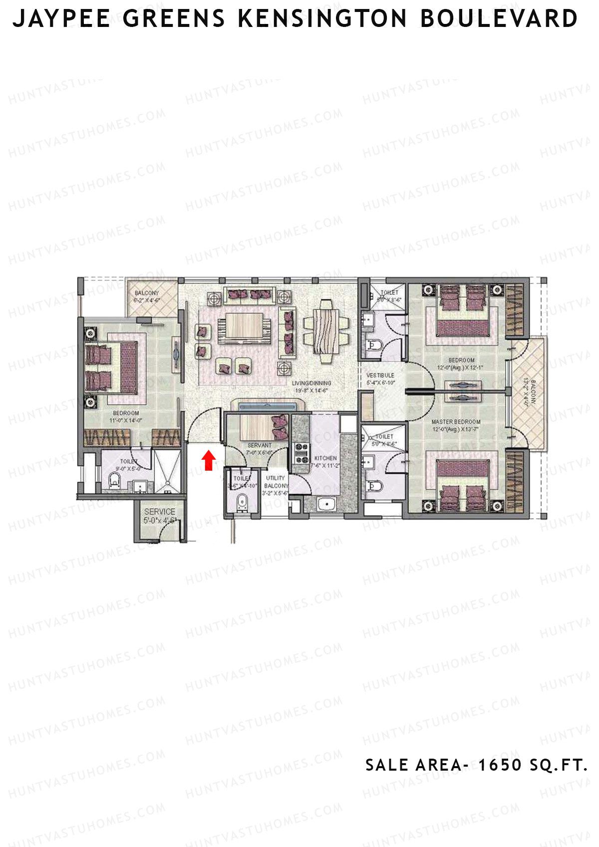Jaypee Greens Kensington Boulevard KBA 1 Unit 1 (Type A) Floor Plan