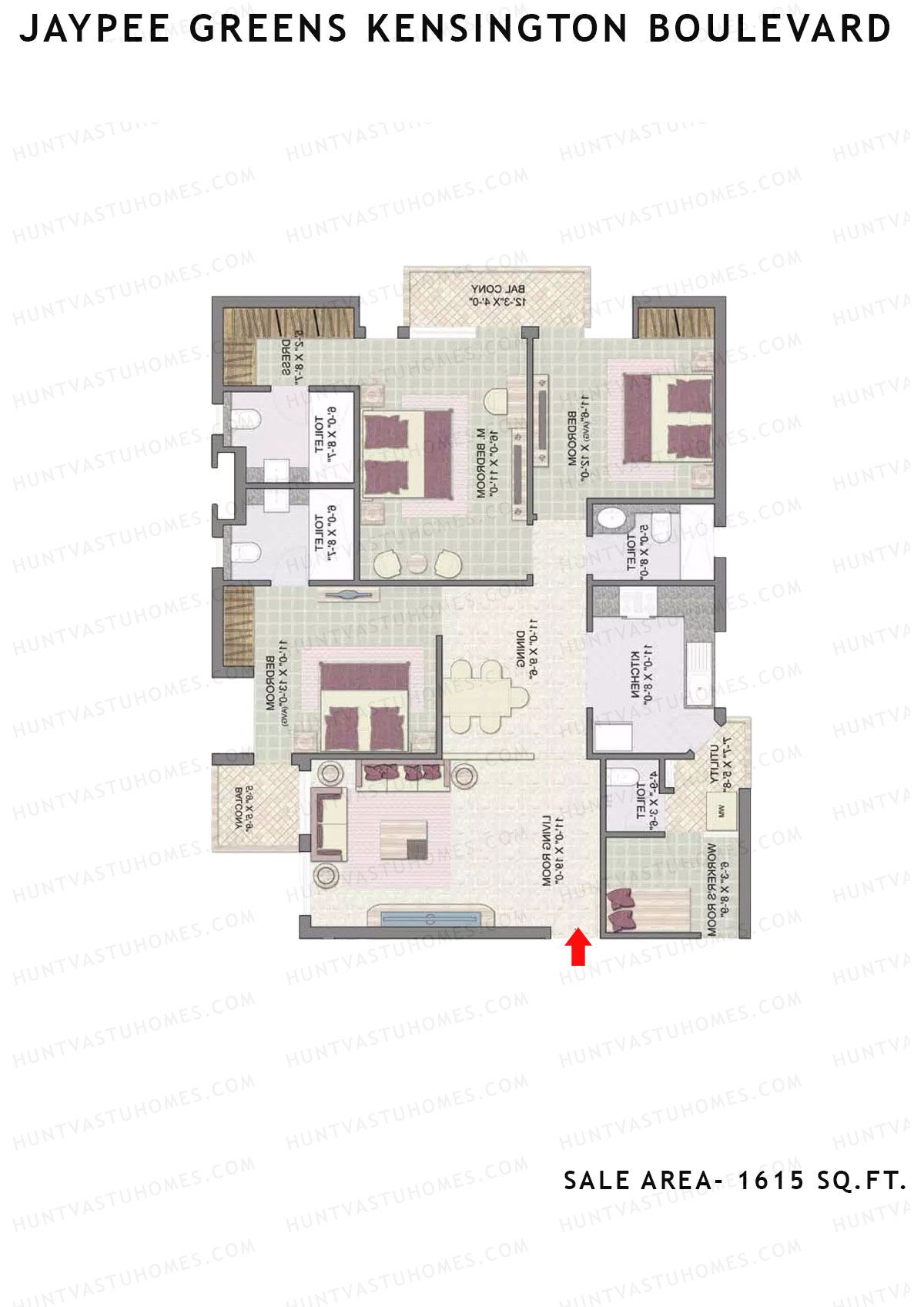 Jaypee Greens Kensington Boulevard KBA 12 Unit 2 (Type A) Floor Plan
