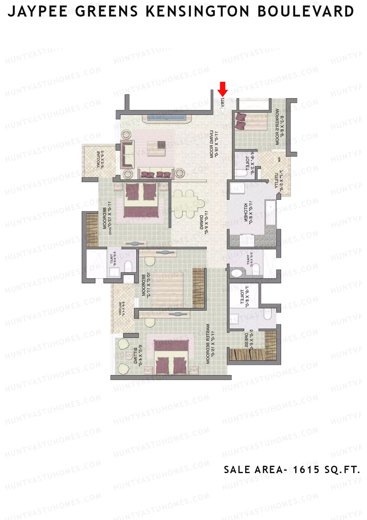 Jaypee Greens Kensington Boulevard KBA 12 Unit 1 (Type B) Floor Plan