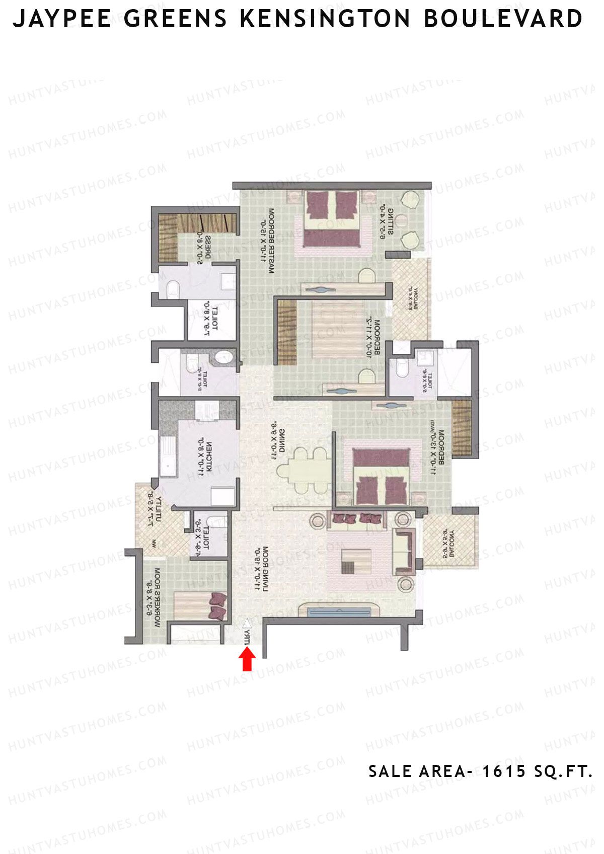 Jaypee Greens Kensington Boulevard KBA 14 Unit 4 (Type B) Floor Plan