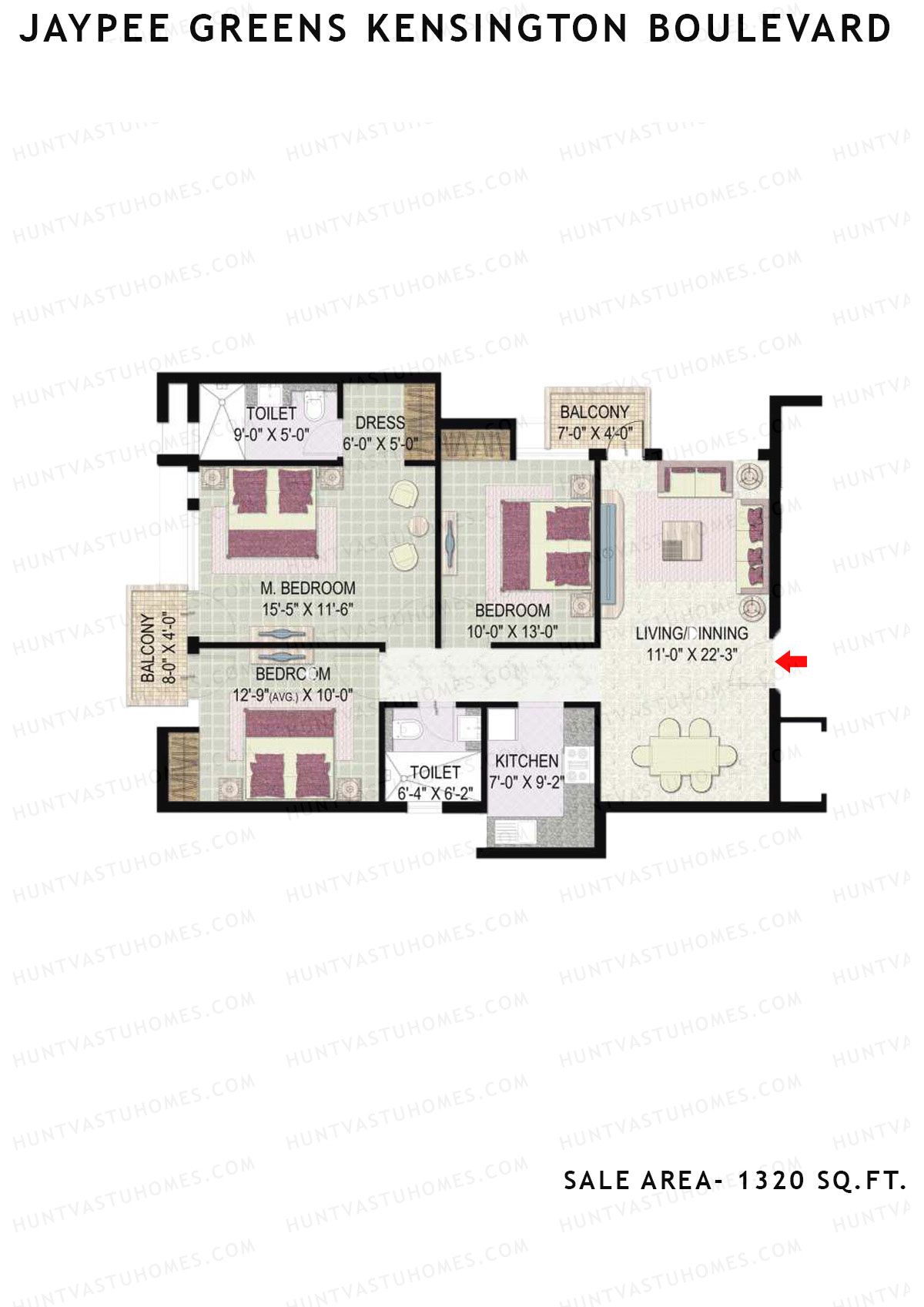 Jaypee Greens Kensington Boulevard KBA 15 Unit 1 Floor Plan