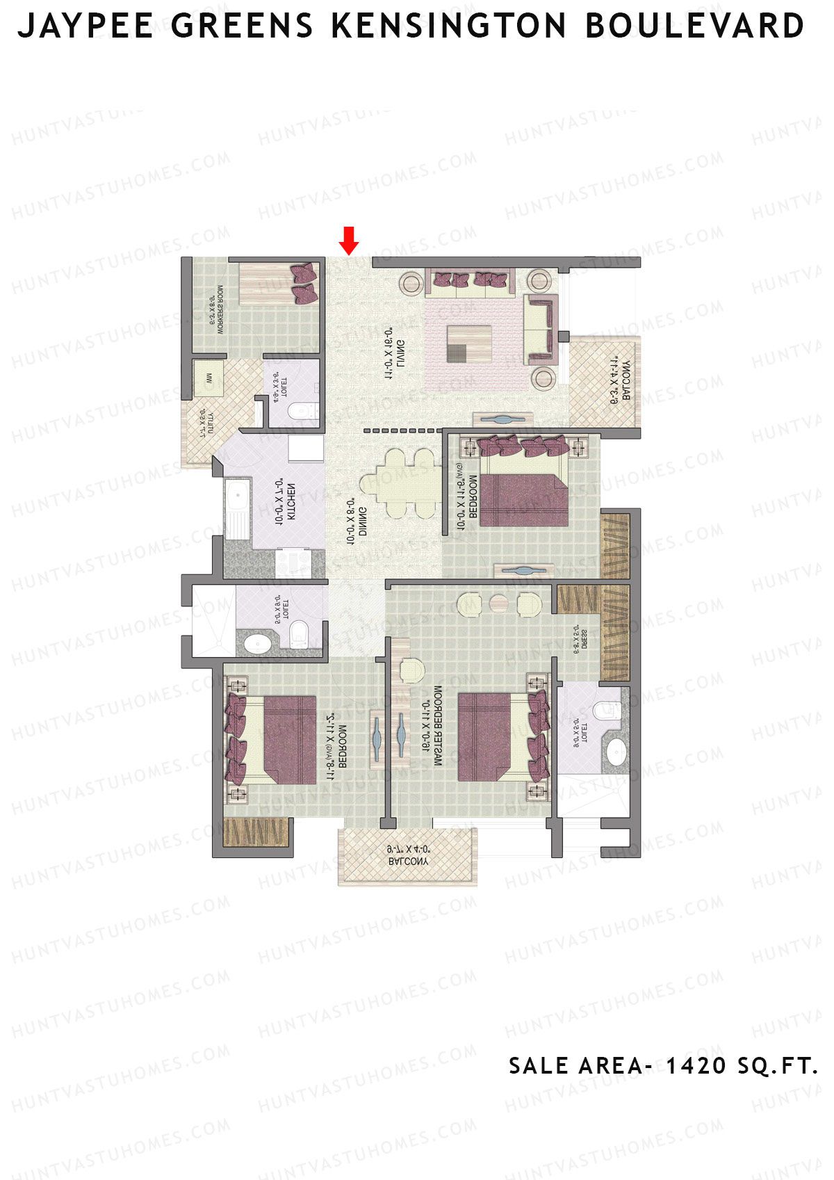 Jaypee Greens Kensington Boulevard KBA 16 Unit 3 (Type A) Floor Plan