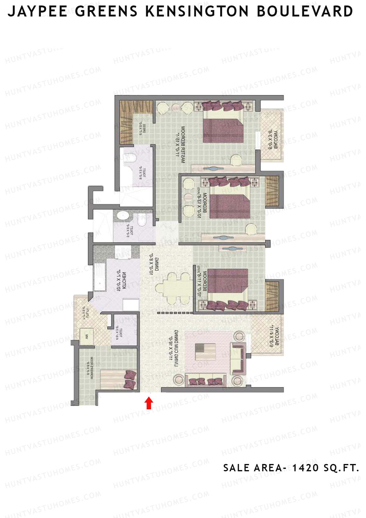 Jaypee Greens Kensington Boulevard KBA 16 Unit 4 (Type B) Floor Plan