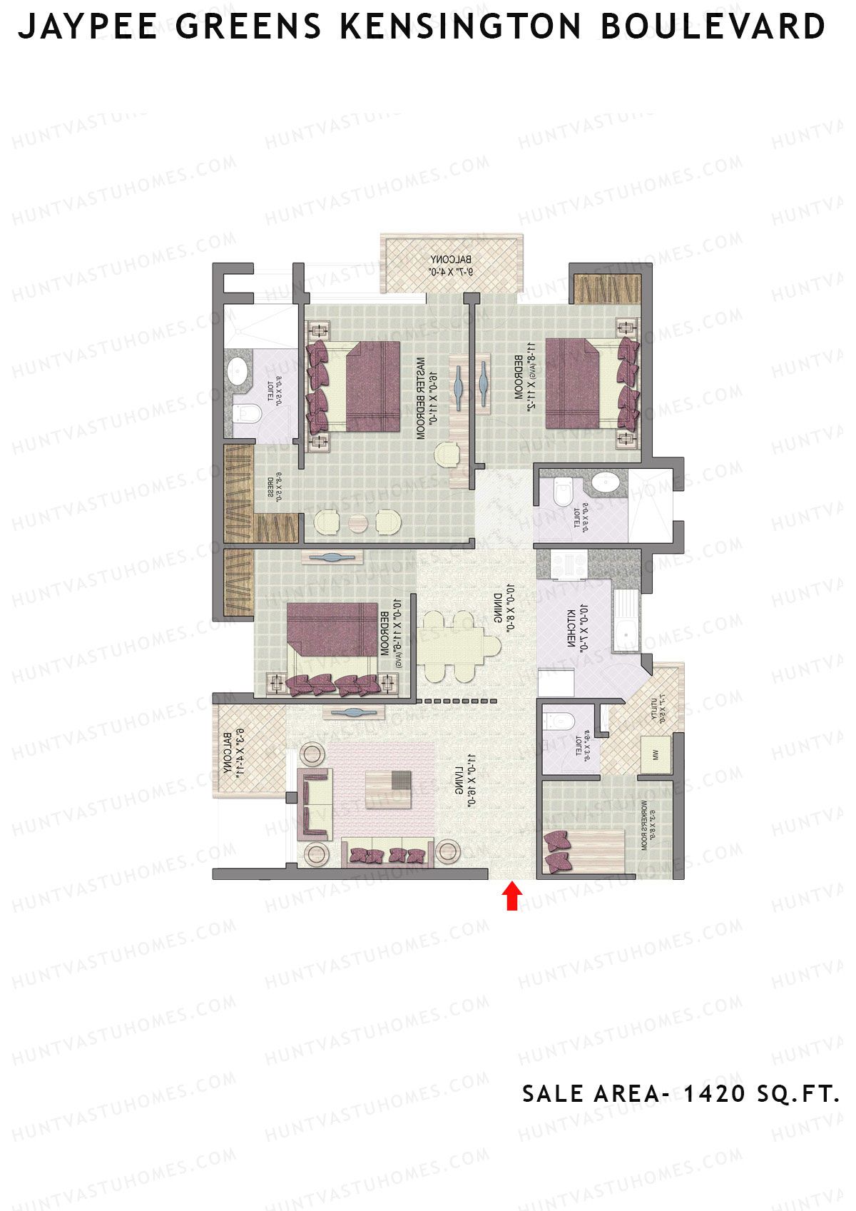 Jaypee Greens Kensington Boulevard KBA 17 Unit 2 (Type A) Floor Plan