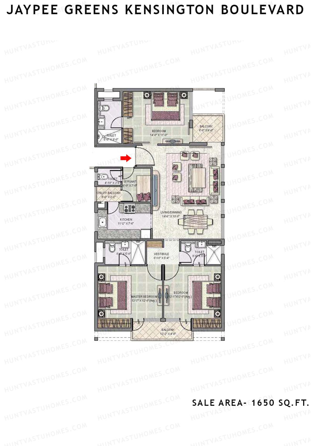 Jaypee Greens Kensington Boulevard KBA 7 Unit 2 (Type B) Floor Plan