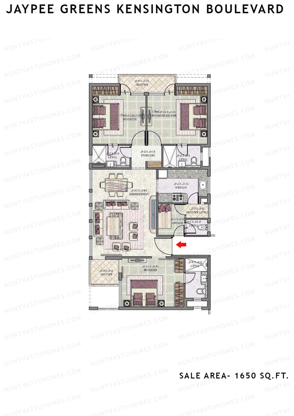 Jaypee Greens Kensington Boulevard KBA 7 Unit 4 (Type B) Floor Plan