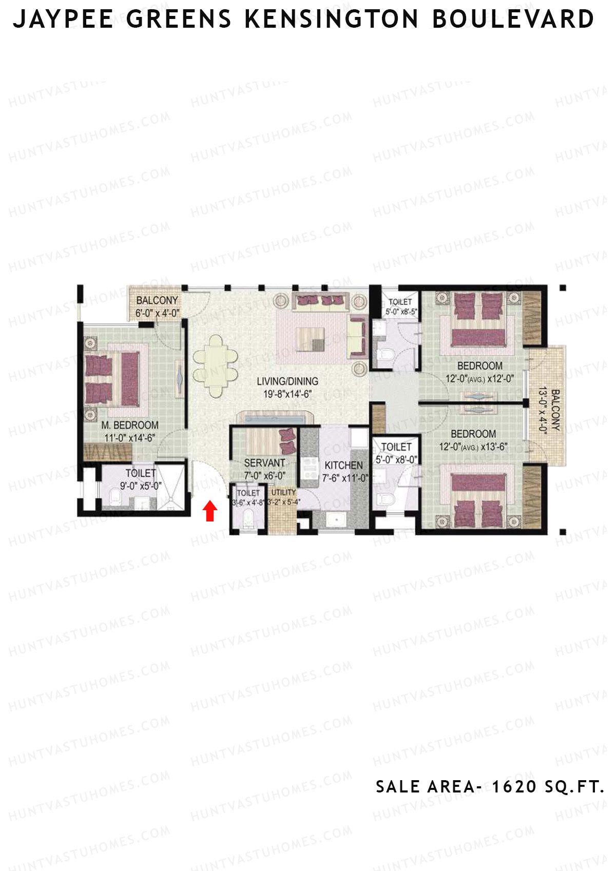 Jaypee Greens Kensington Boulevard KBA 8 Unit 1 (Type B) Floor Plan