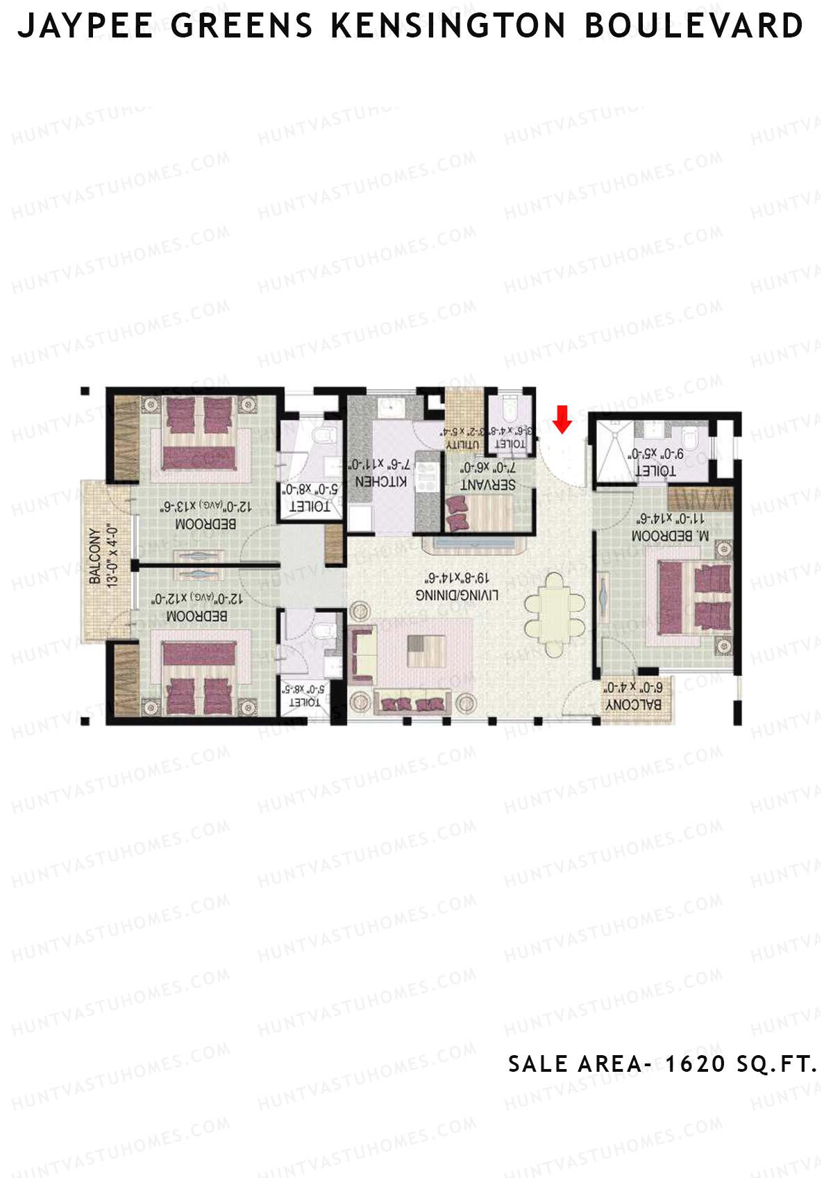 Jaypee Greens Kensington Boulevard KBA 8 Unit 3 (Type B) Floor Plan