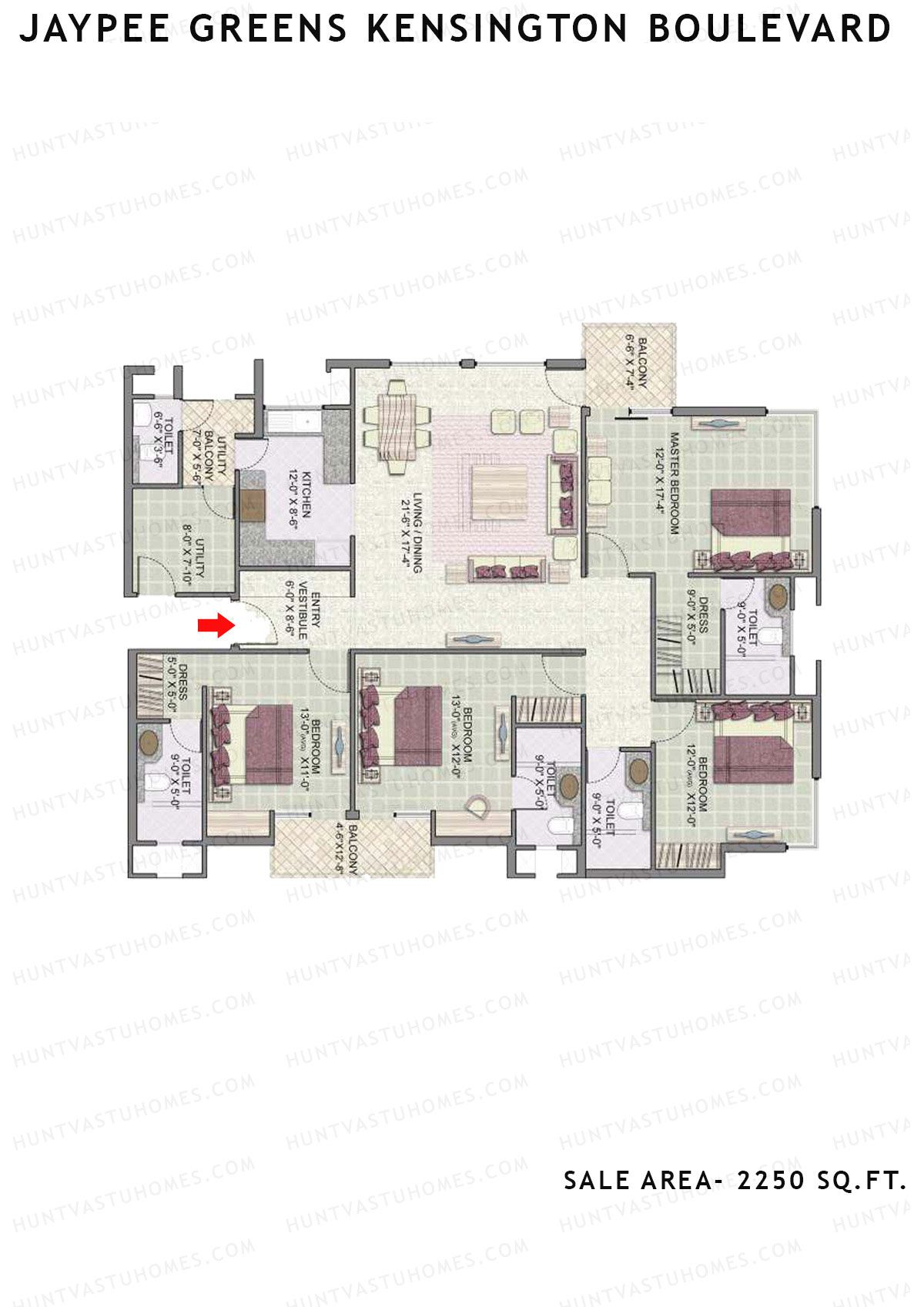 Jaypee Greens Kensington Boulevard KBA 20 Unit 2 (Type A) Floor Plan