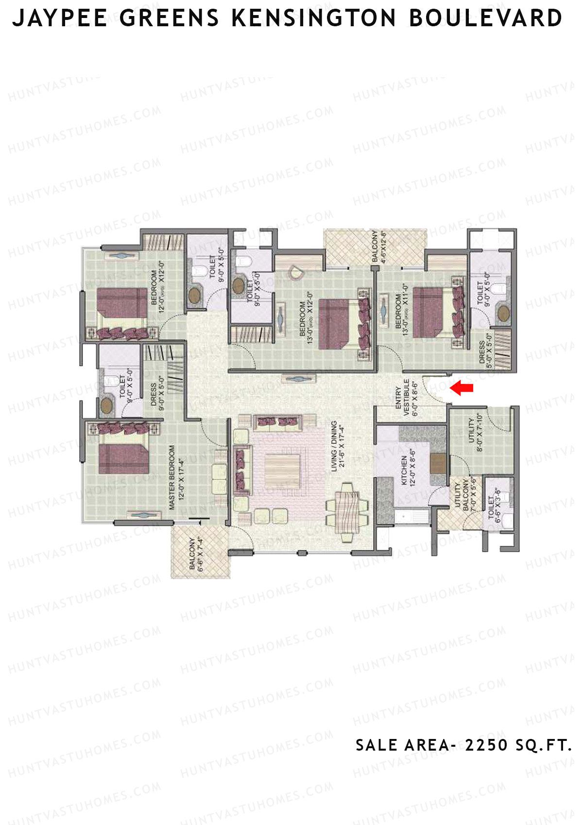 Jaypee Greens Kensington Boulevard KBA 20 Unit 4 (Type A) Floor Plan