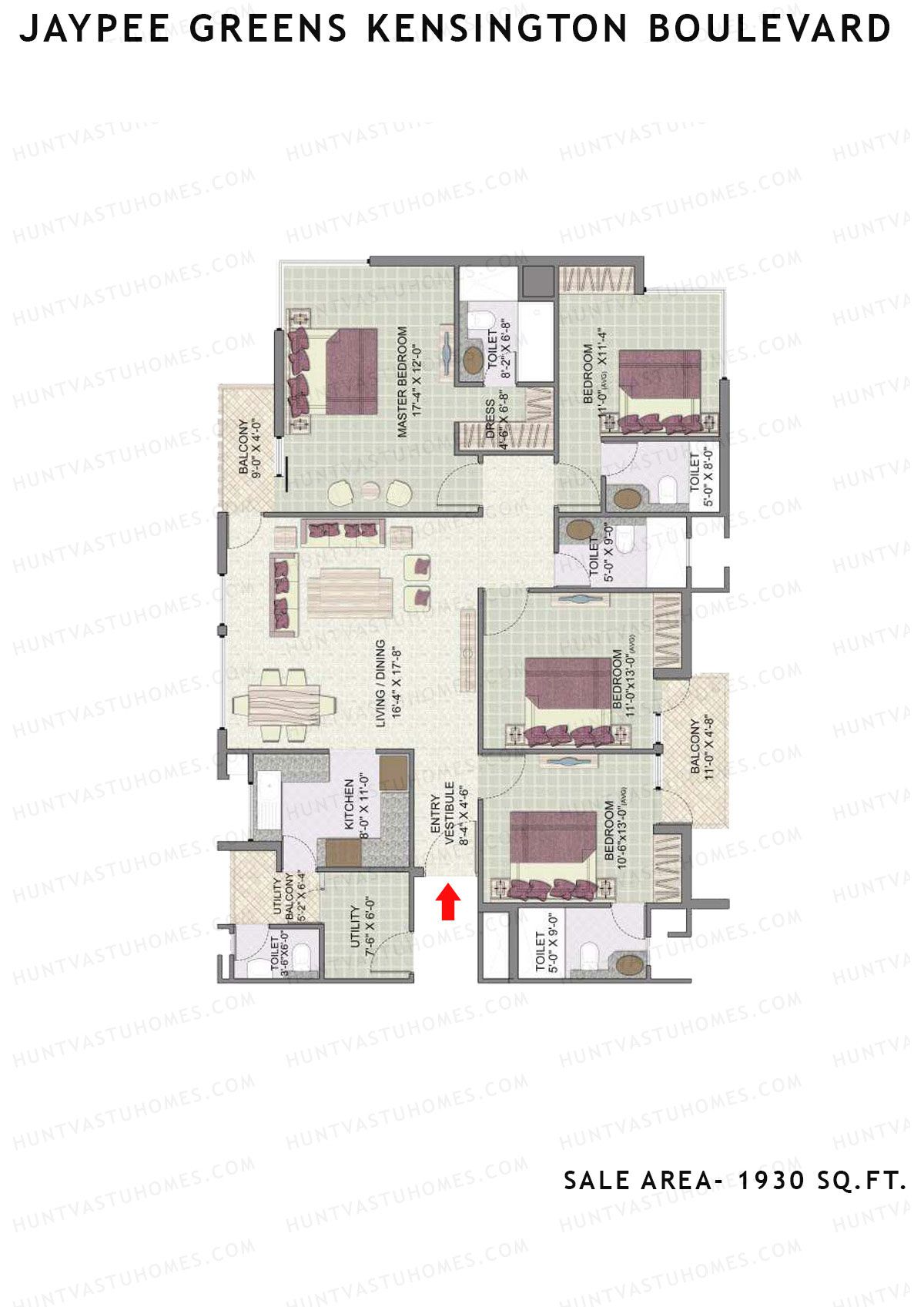 Jaypee Greens Kensington Boulevard KBA 20 Unit 1 (Type B) Floor Plan