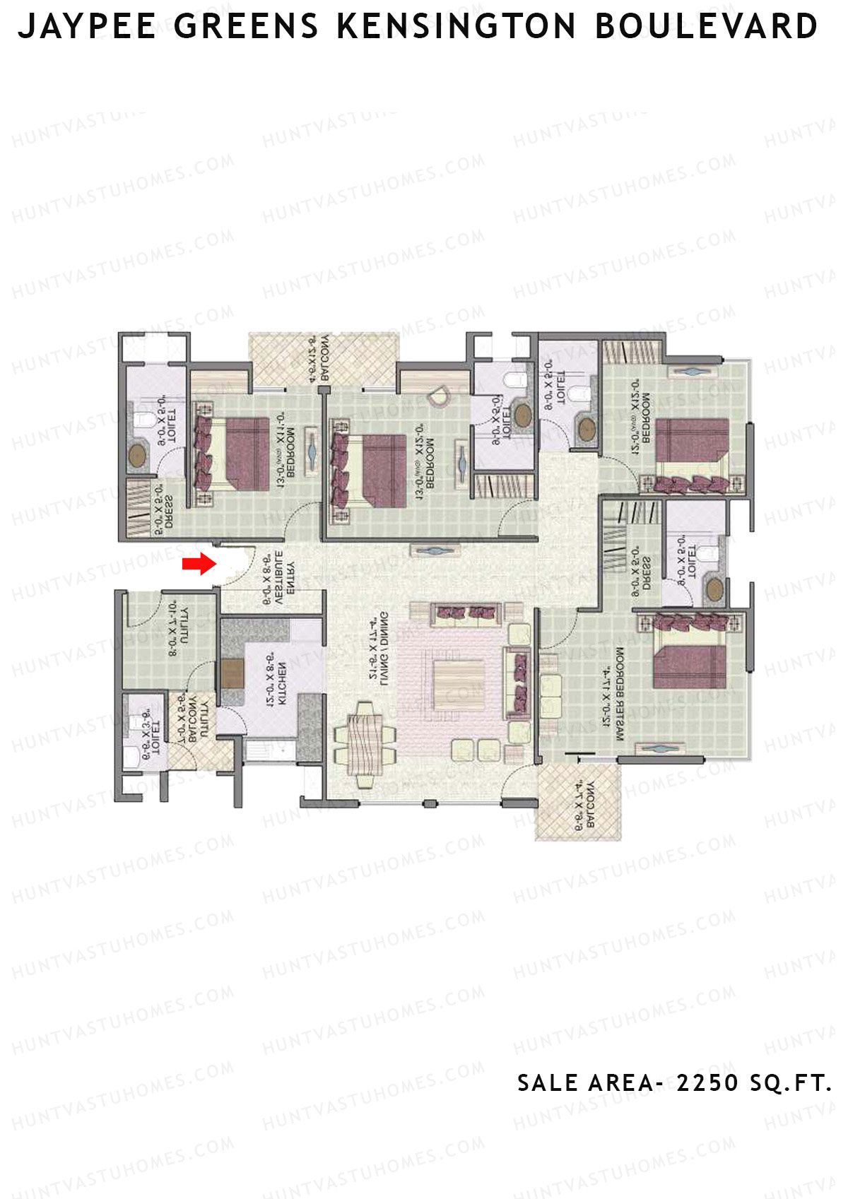 Jaypee Greens Kensington Boulevard KBA 22 Unit 2 (Type A) Floor Plan