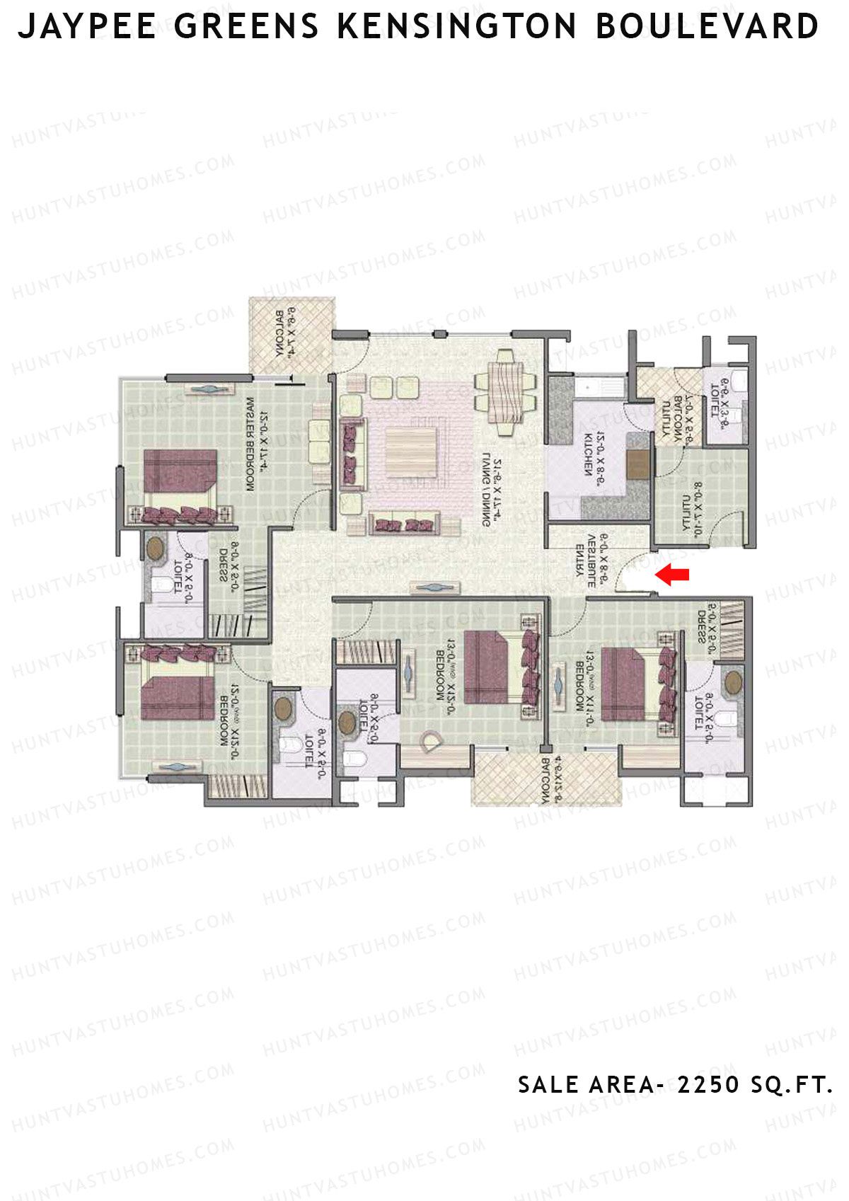 Jaypee Greens Kensington Boulevard KBA 22 Unit 4 (Type A) Floor Plan