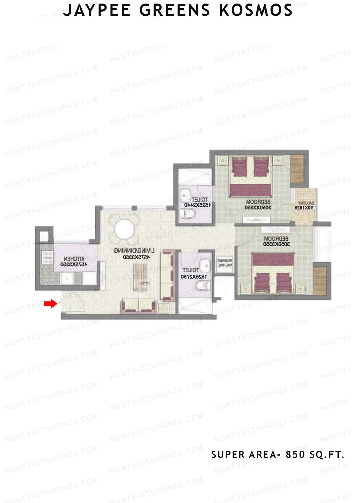 Jaypee Greens Kosmos Tower 2 Unit 3 (Type 2) Floor Plan
