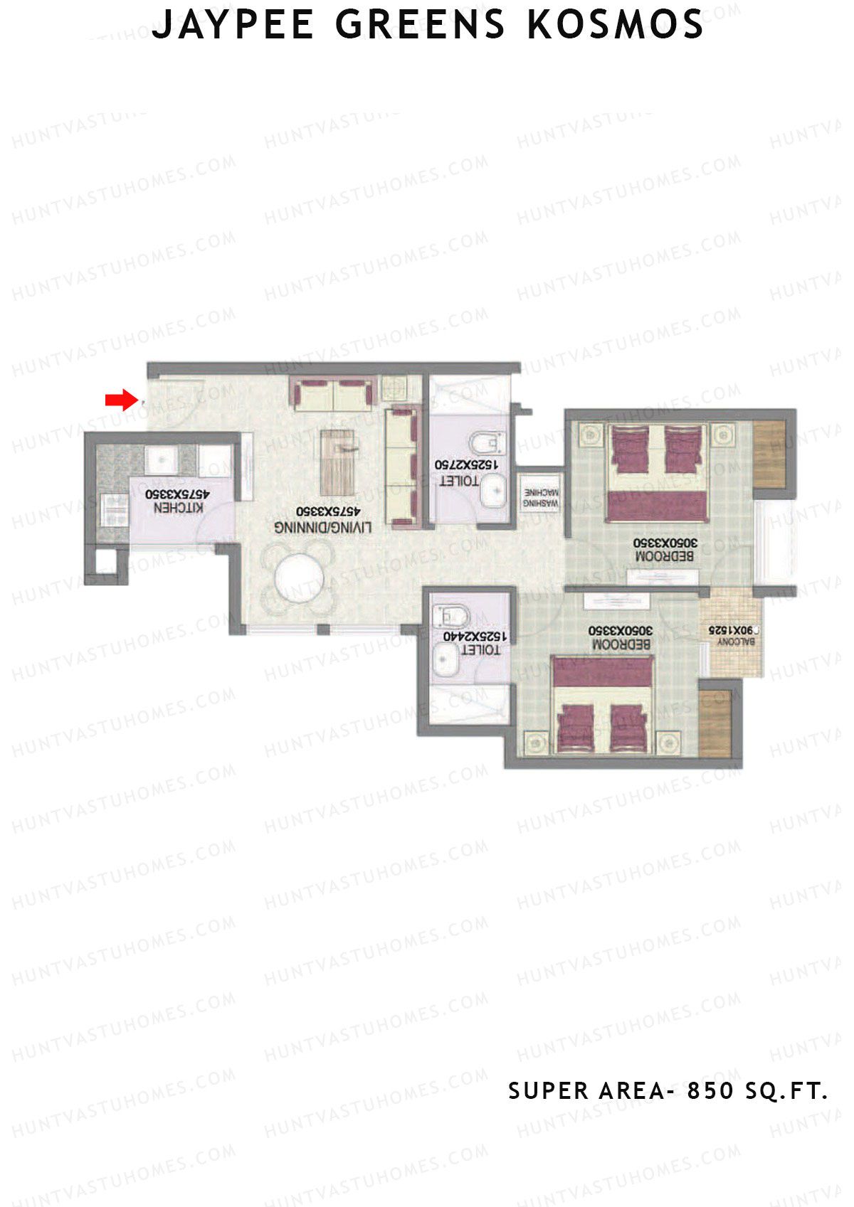 Jaypee Greens Kosmos Tower 2 Unit 4 (Type 2) Floor Plan