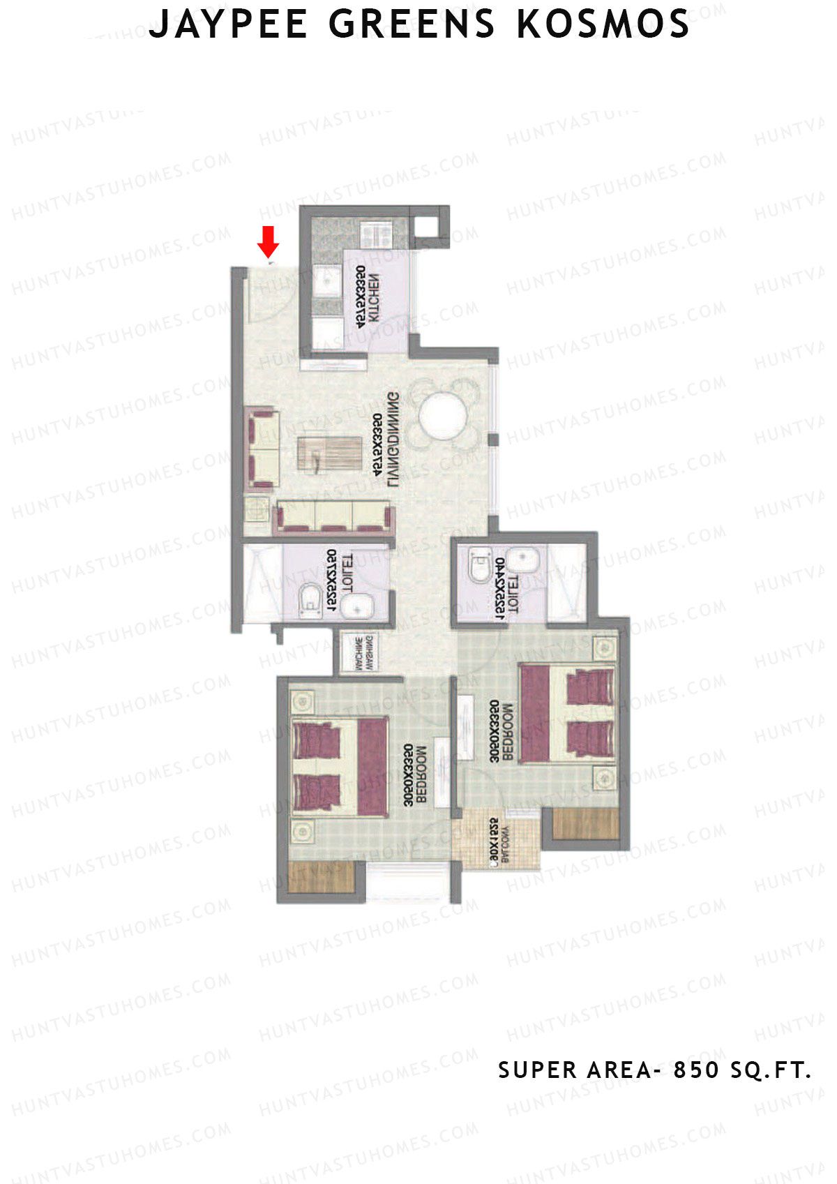 Jaypee Greens Kosmos Tower 3 Unit 5 (Type 2) Floor Plan