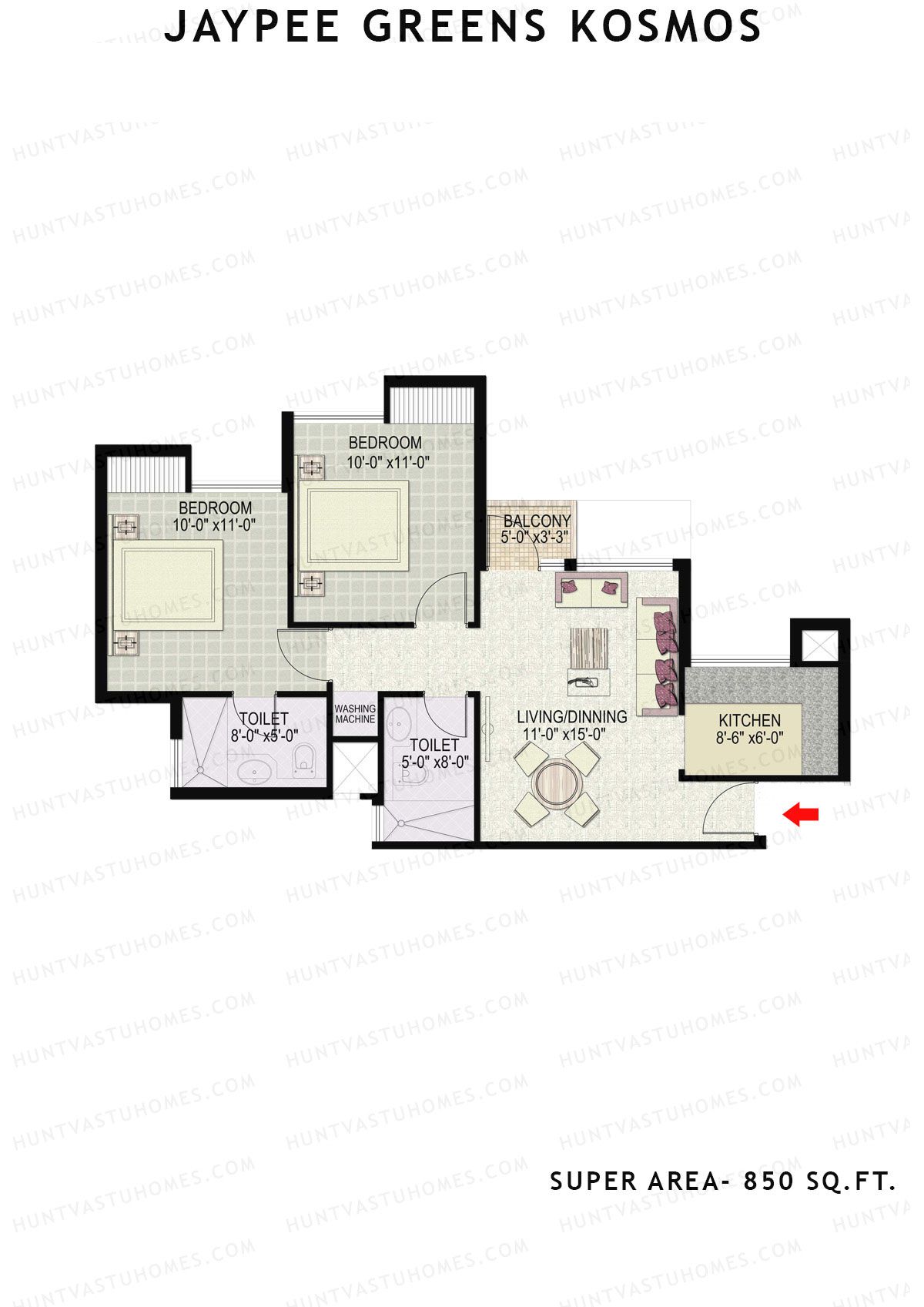 Jaypee Greens Kosmos Tower 30 Unit 8 (Type 1) Floor Plan