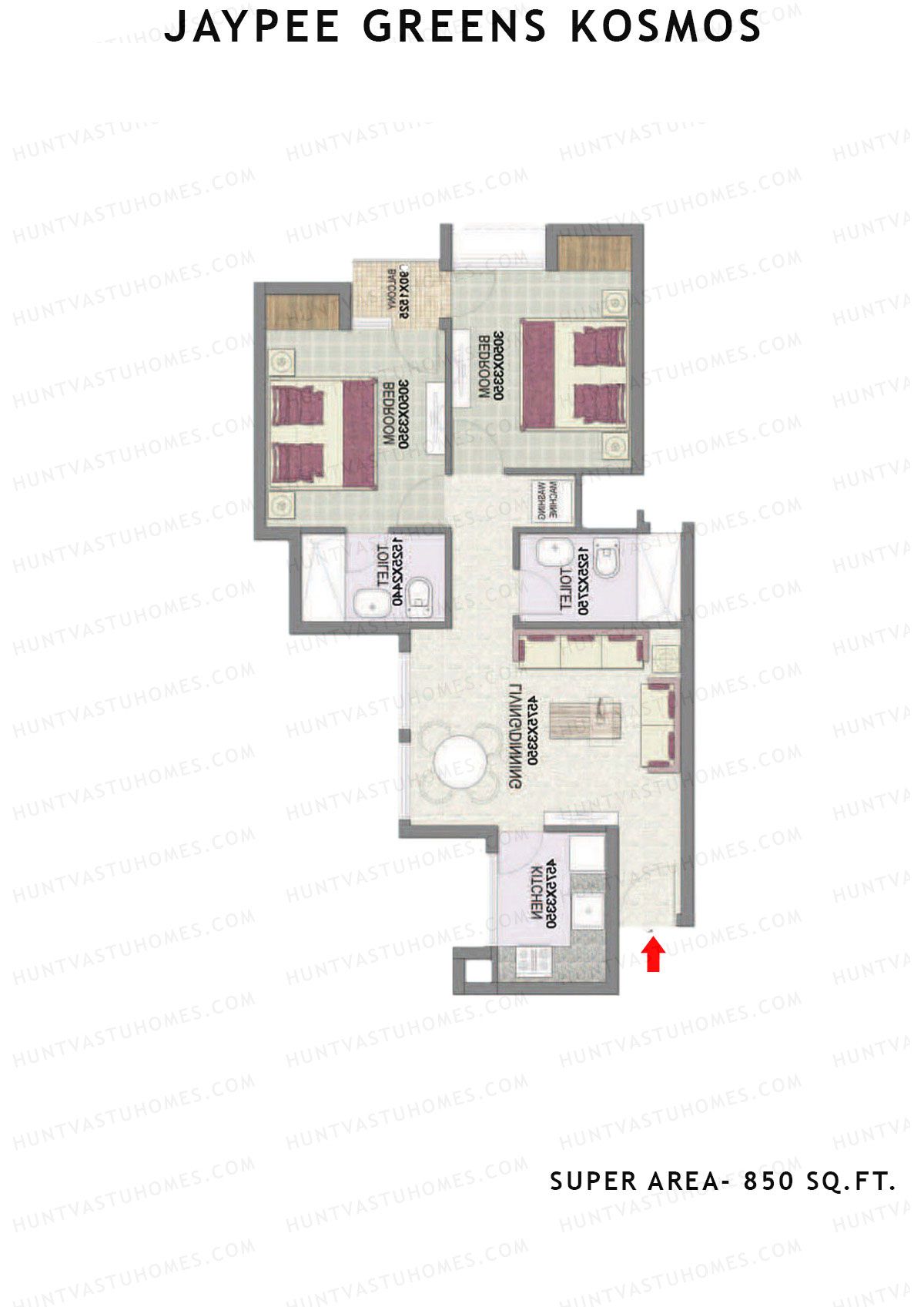 Jaypee Greens Kosmos Tower 30 Unit 1 (Type 2) Floor Plan