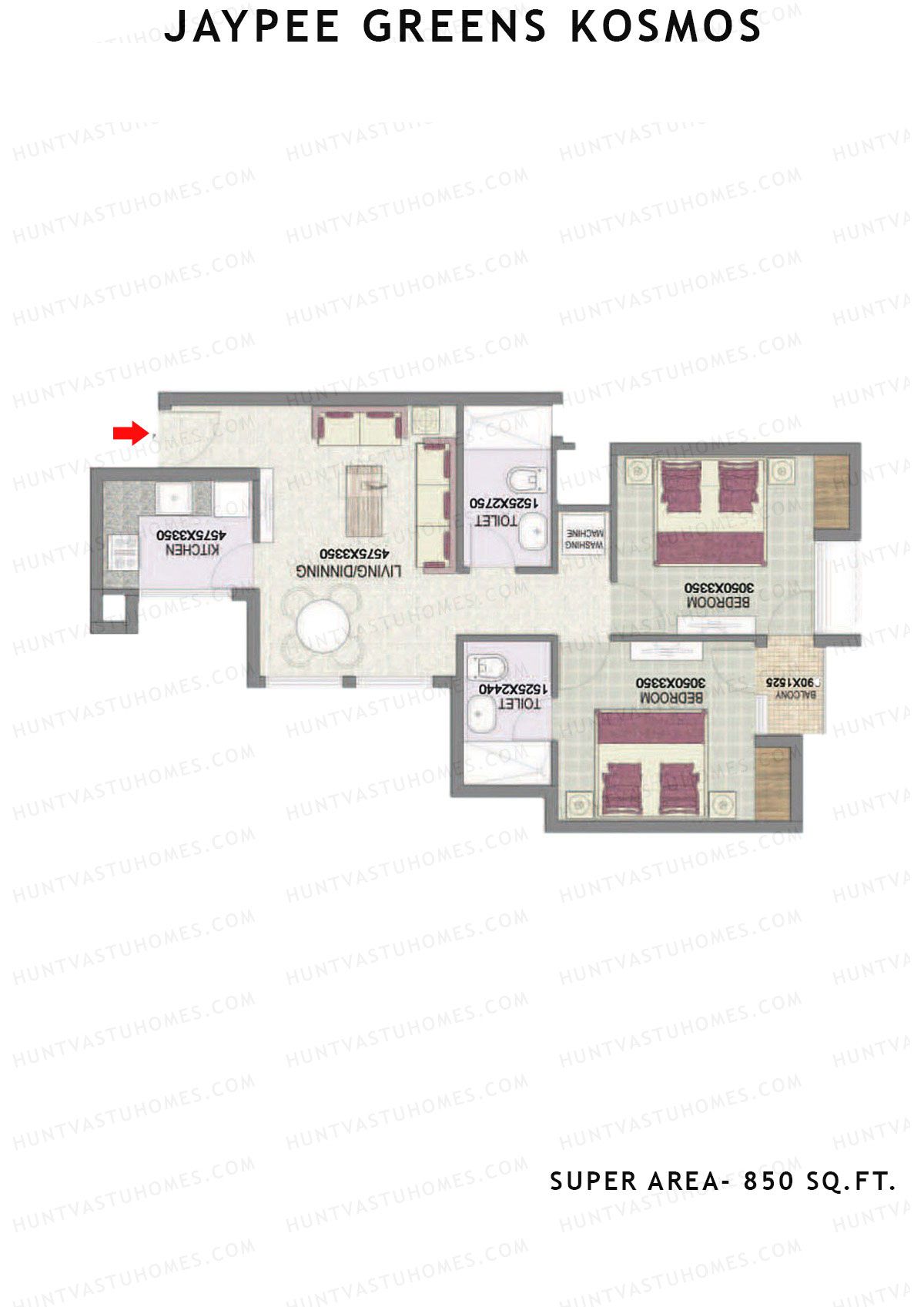 Jaypee Greens Kosmos Tower 32 Unit 4 (Type 2) Floor Plan